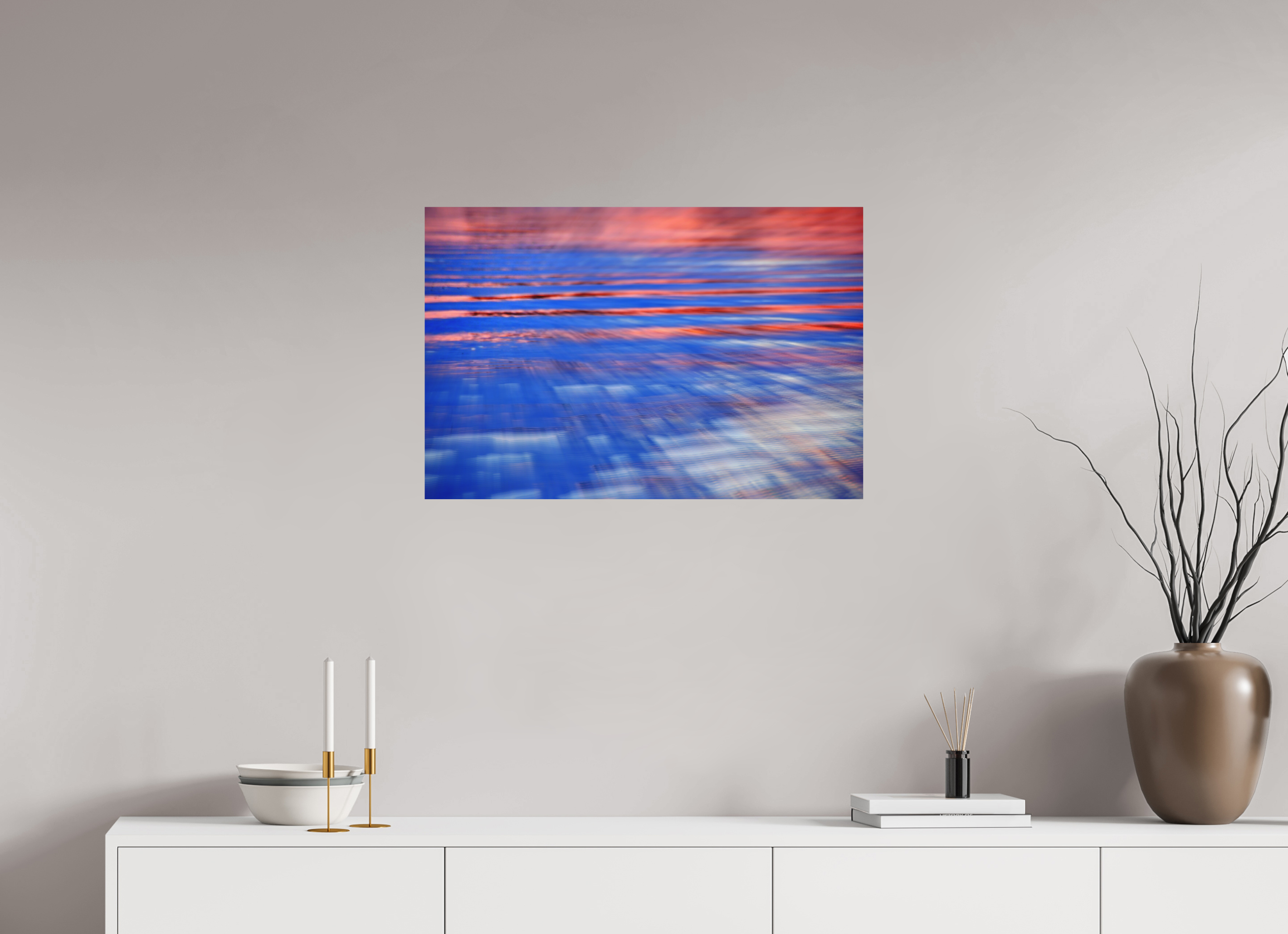 75 x 50 cm, Direct Print on Aluminium Dibond Colour PINK WATER STRIPES