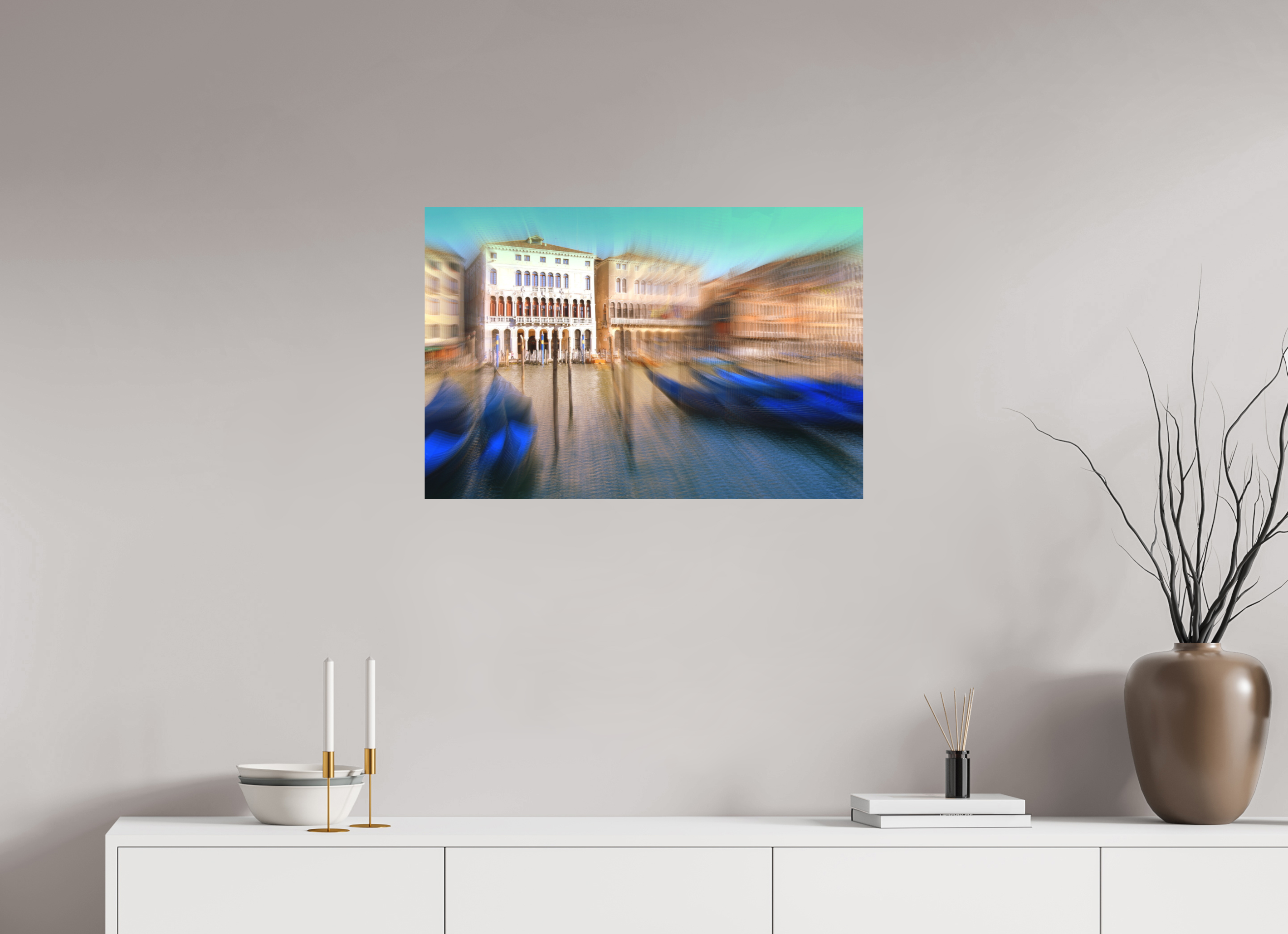 75 x 50 cm, Direct Print on Aluminium Dibond Colour BLUE GONDOLAS