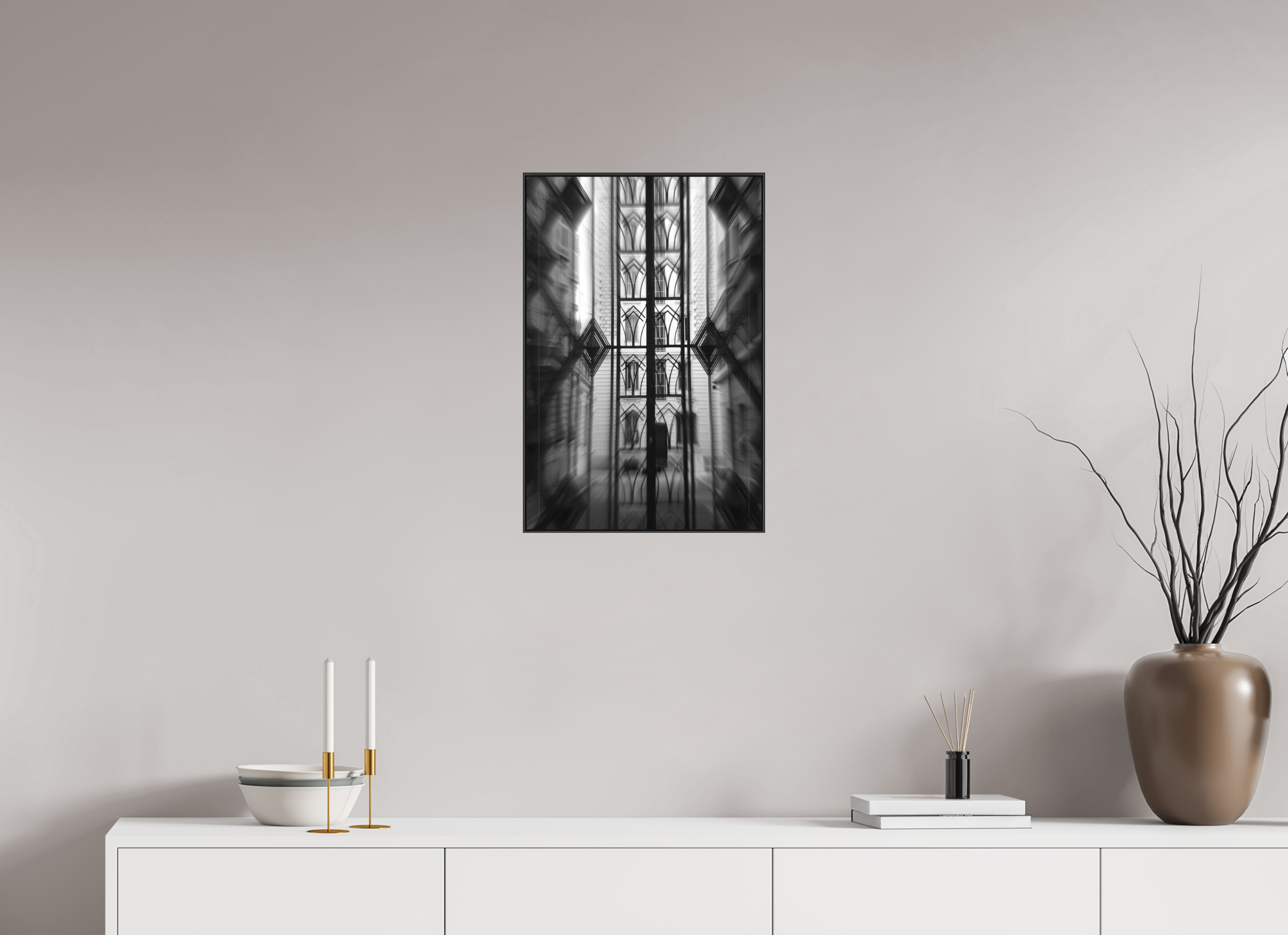 40 x 60 cm, Black_metal_frame_Dibond IRON PATTERN GEOMETRY