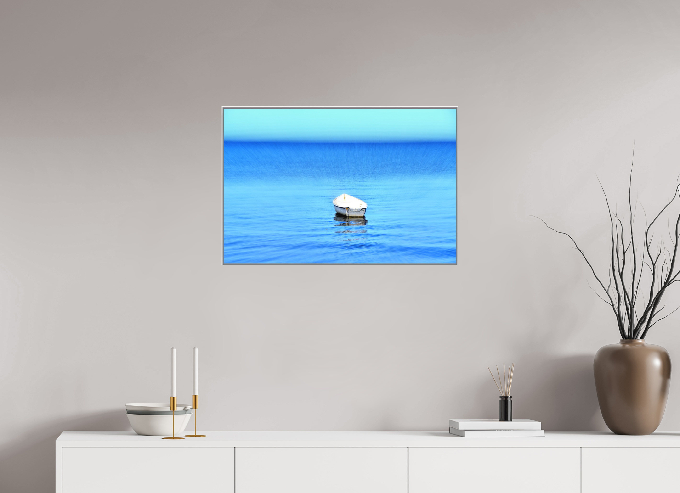 75 x 50 cm, White_metal_frame_Dibond SILENCE