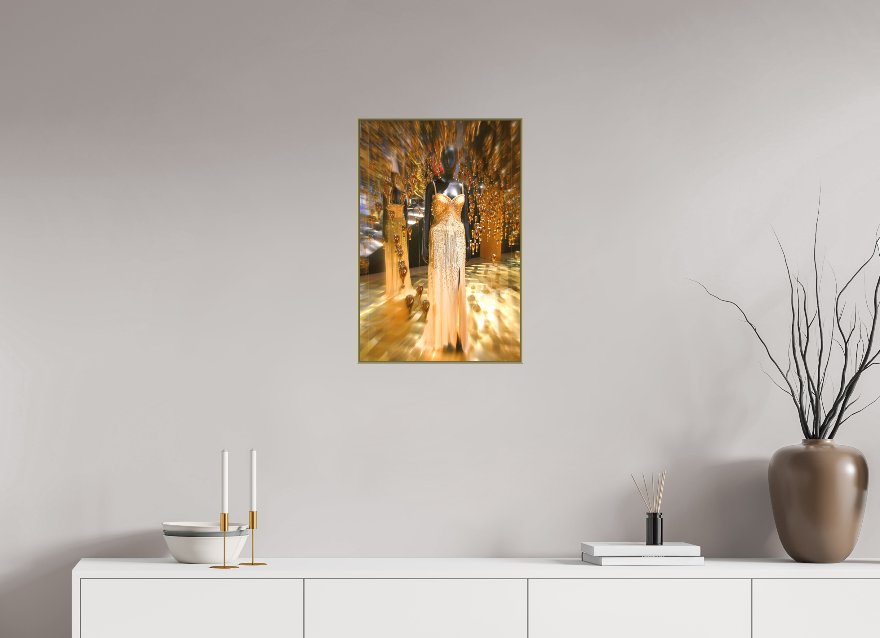 40 x 60 cm, Gold_metal_frame_Dibond GOLD DRESS