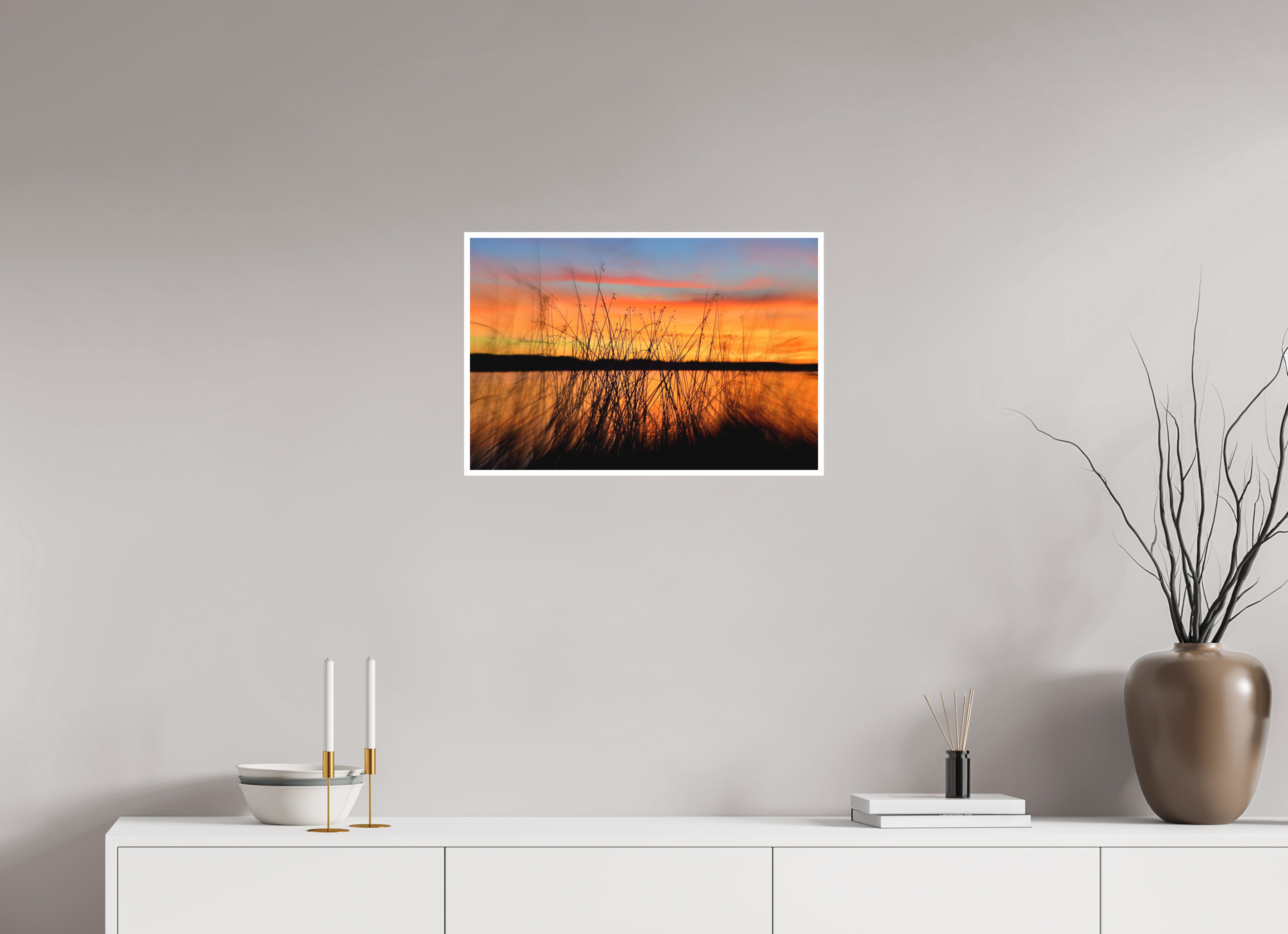 60 x 40 cm, Hahnemuhle Photo Rag 308gsm Gliclee Fine Art Paper SUNSET BEHIND BLACK REEDS