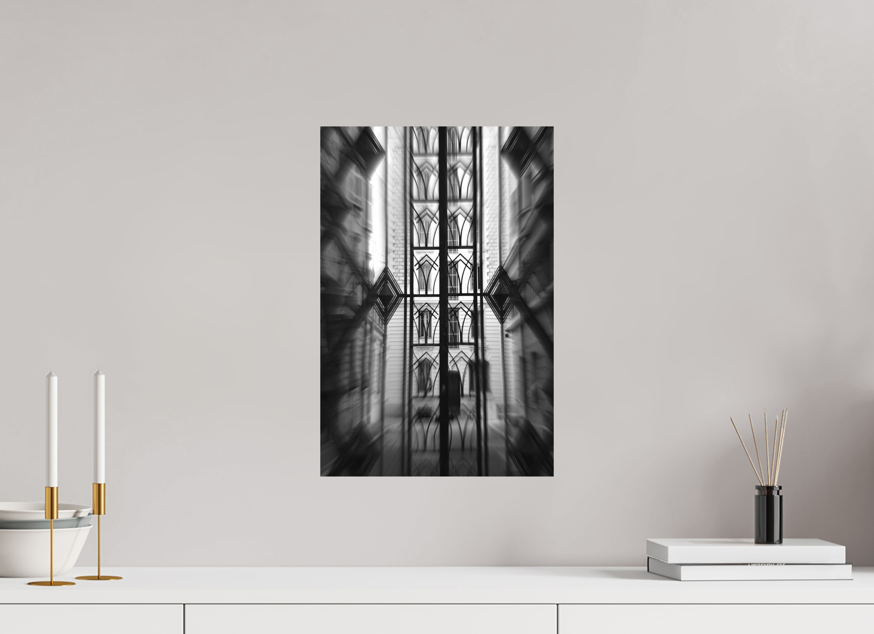 30 x 45 cm, Direct Print on Aluminium Dibond_Black_and_White IRON PATTERN GEOMETRY