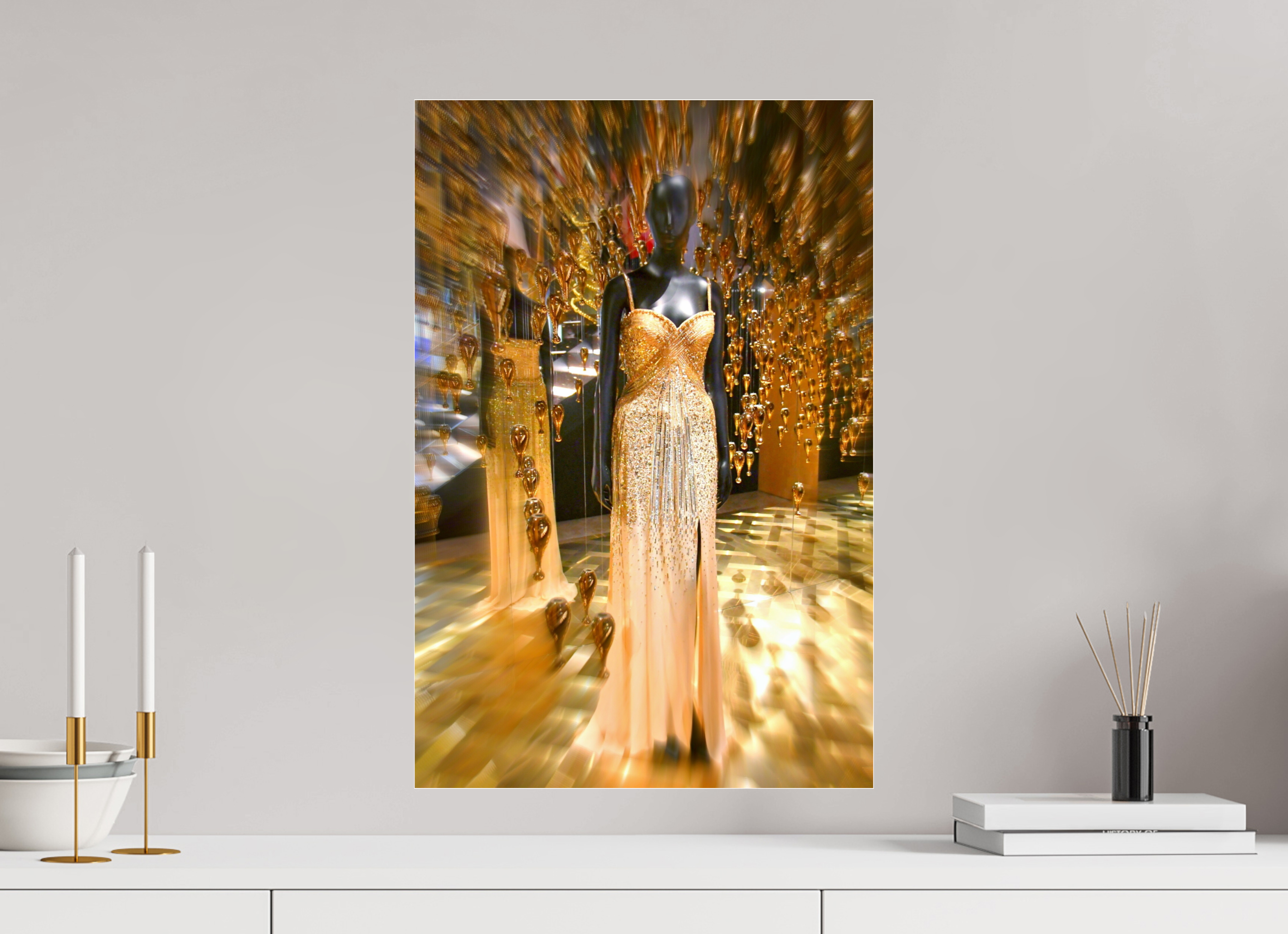 40 x 60 cm, Under Acrylic Glass Colour GOLD DRESS