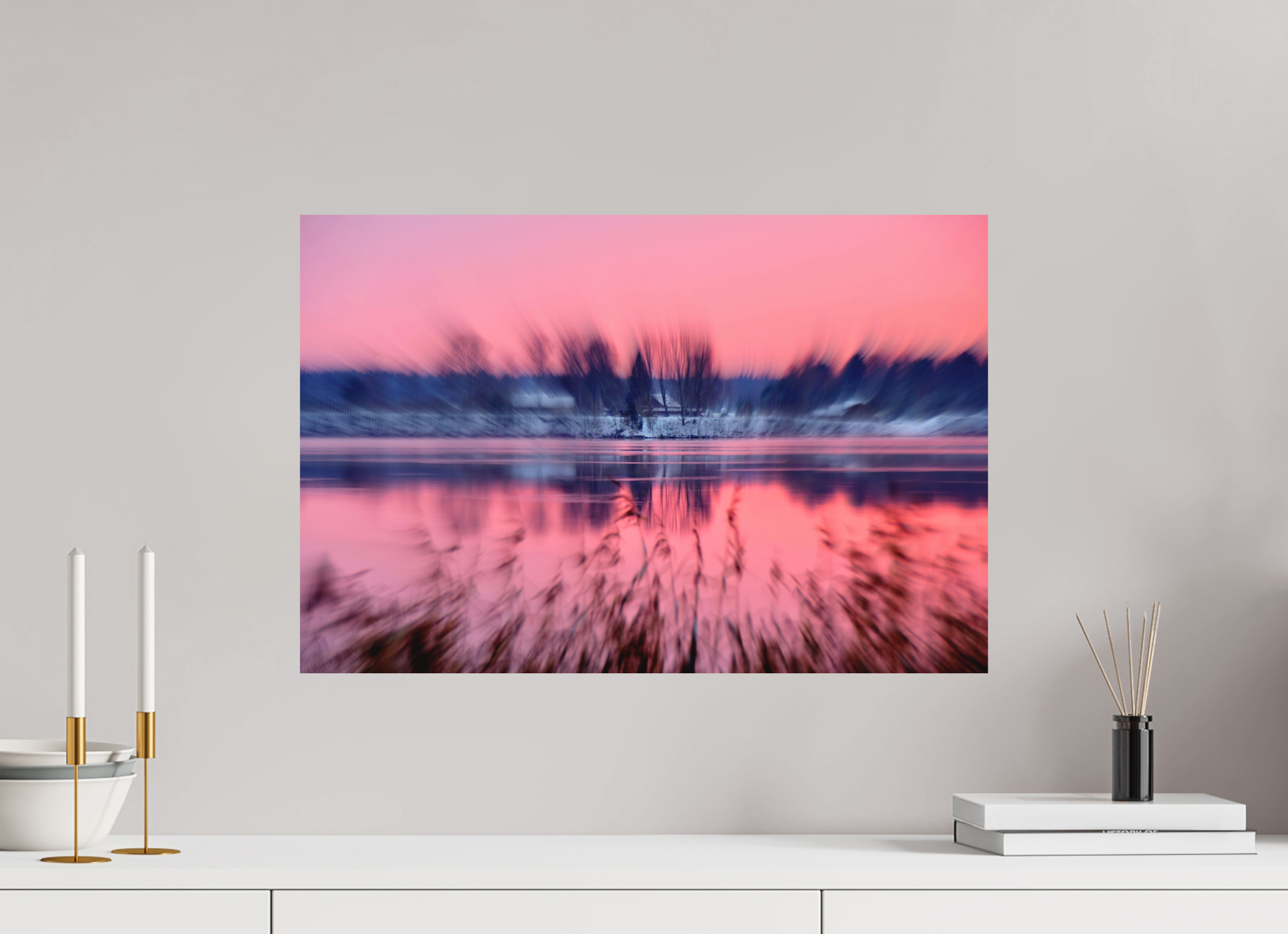 60 x 40 cm, Direct Print on Aluminium Dibond Colour RIVERSIDE IN PINK