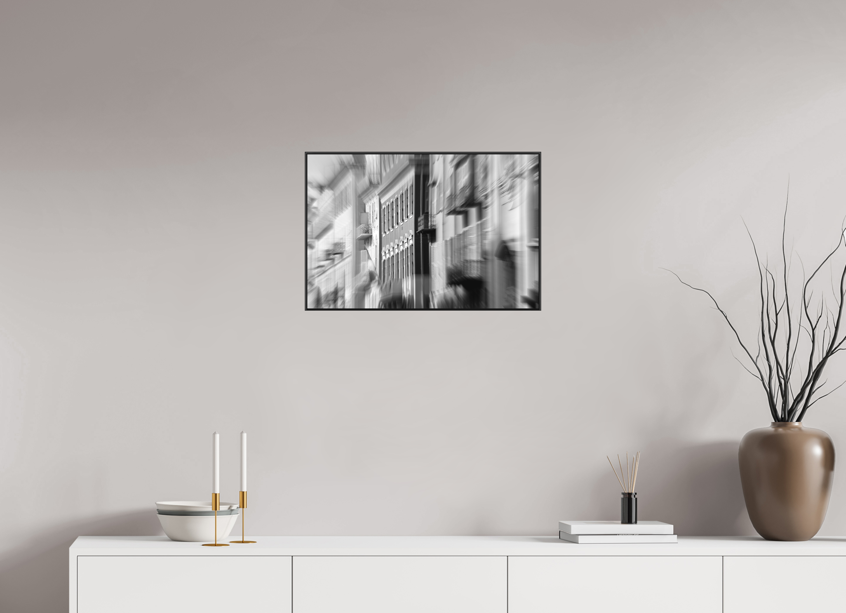 60 x 40 cm, Black_metal_frame_Dibond ROW HOUSES