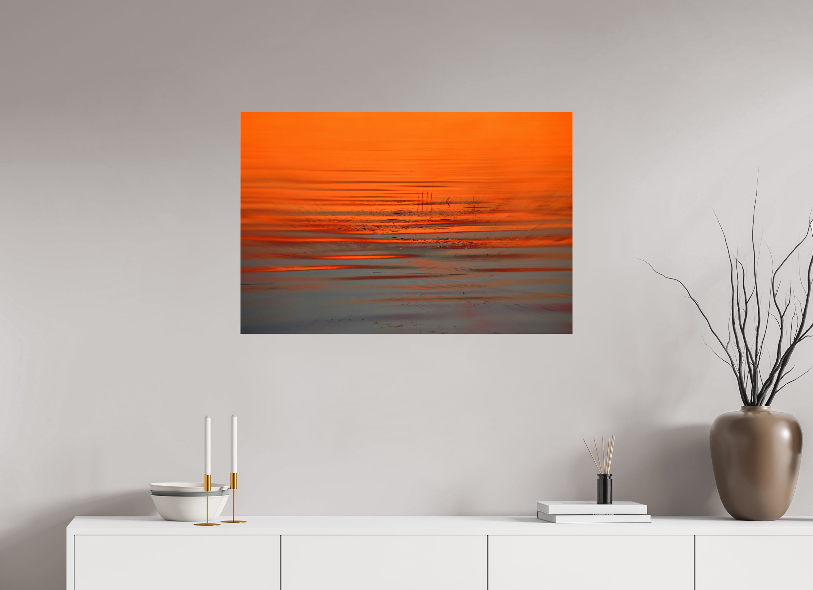 90 x 60 cm, Under Acrylic Glass Colour ORANGE MOOD