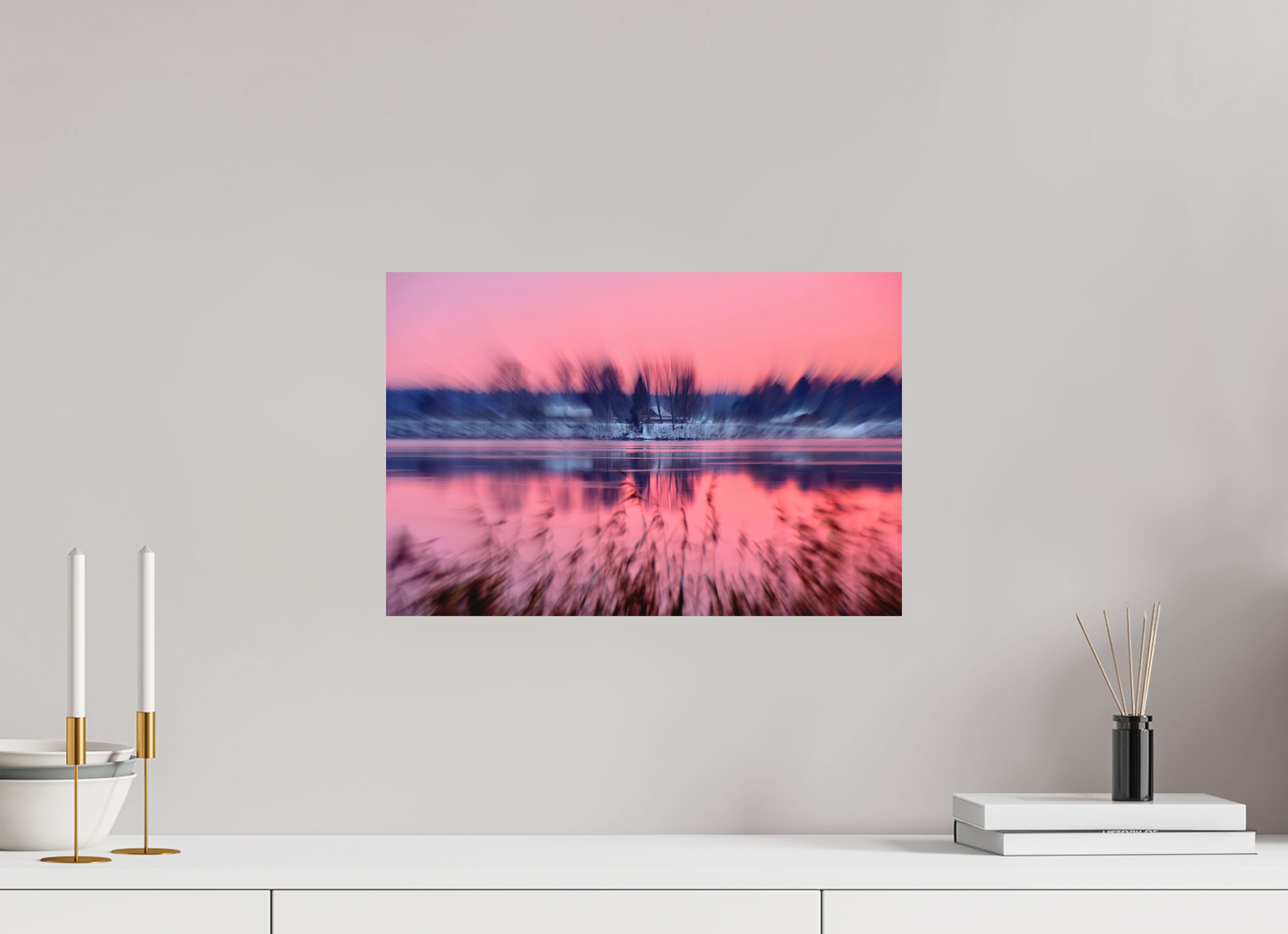 45 x 30 cm, Direct Print on Aluminium Dibond Colour RIVERSIDE IN PINK