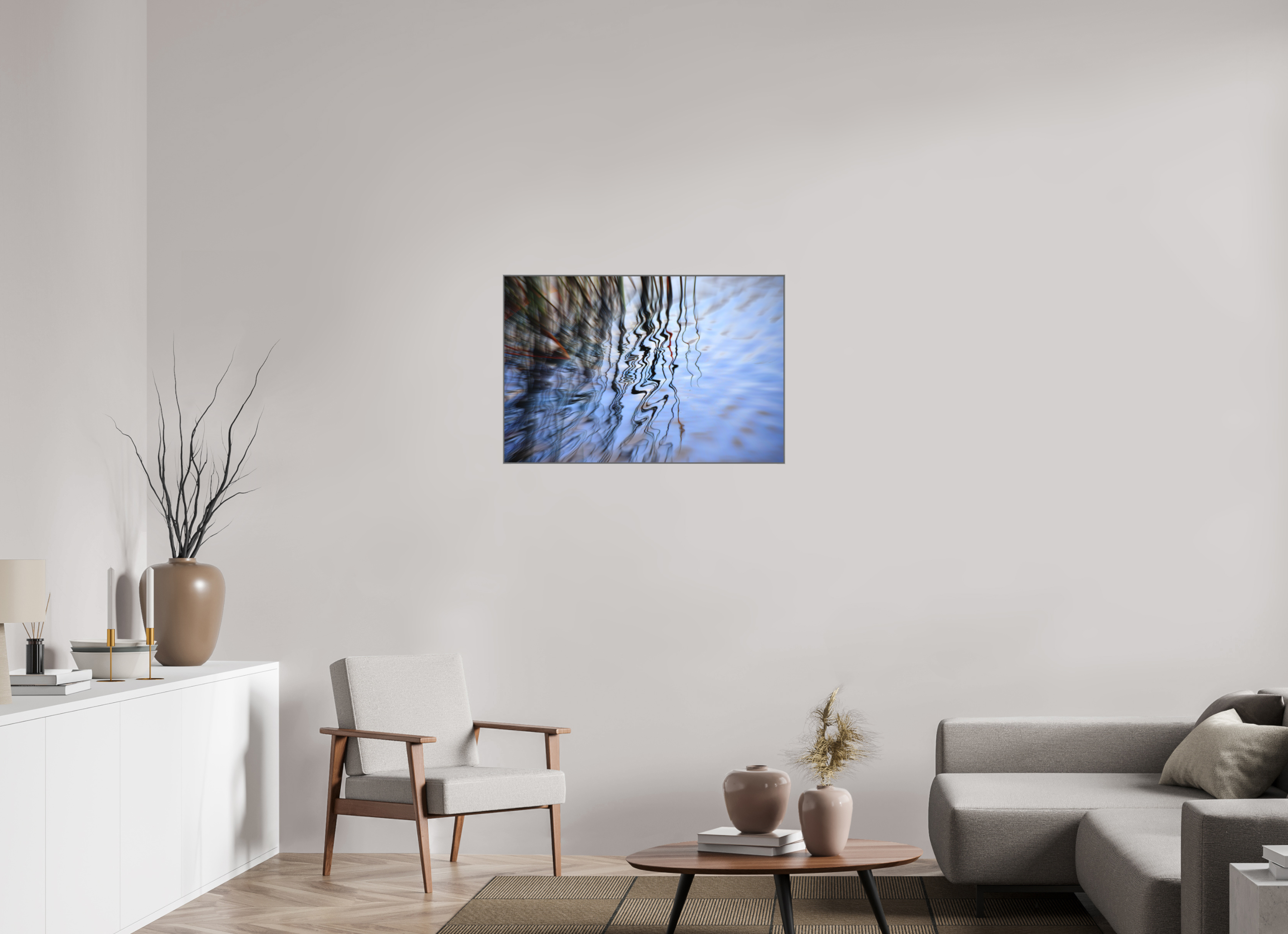 90 x 60 cm, Silver_metal_frame_Dibond CURLY REFLECTIONS