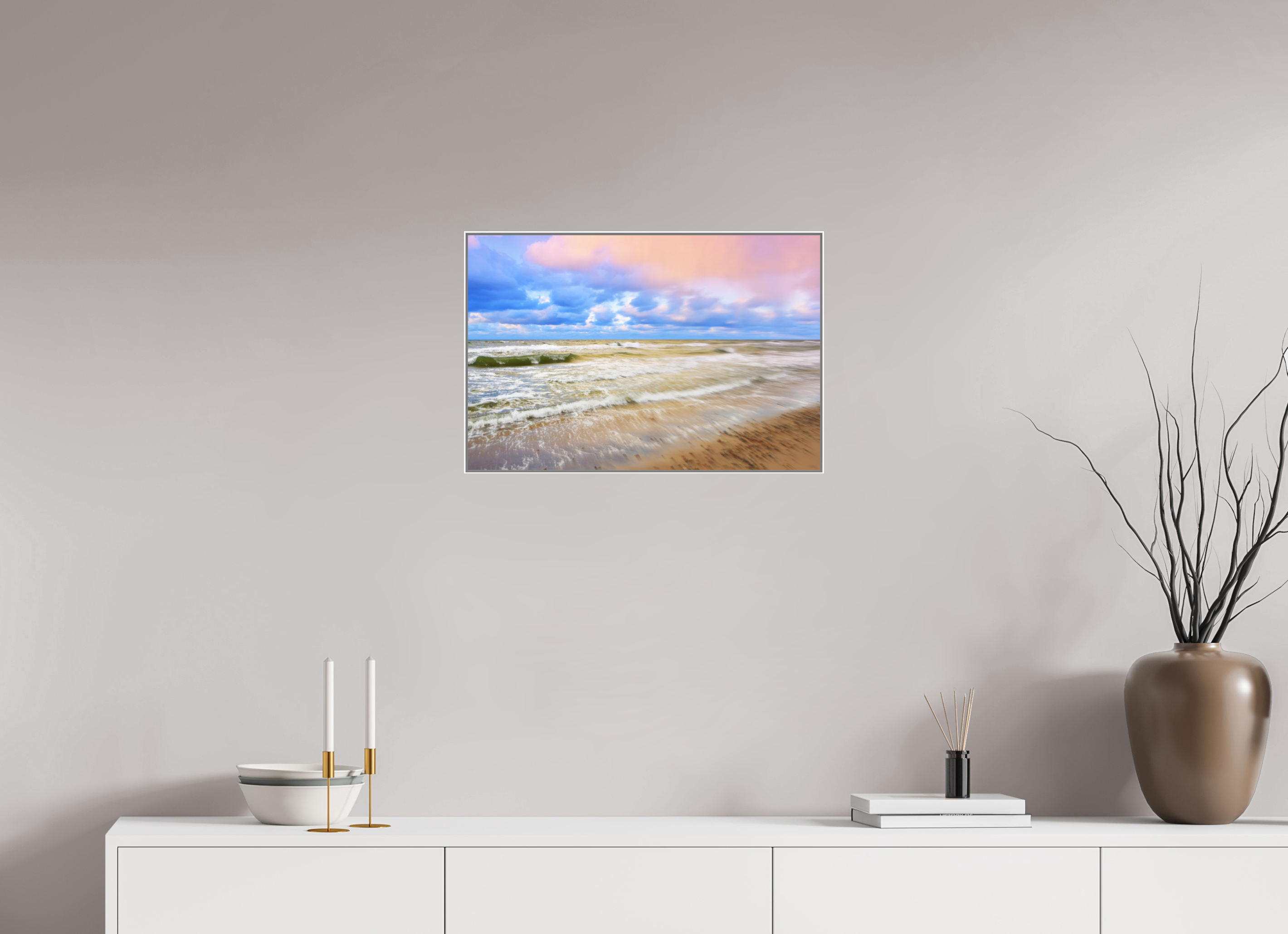 60 x 40 cm, White_metal_frame_Dibond TOUCH OF PINK