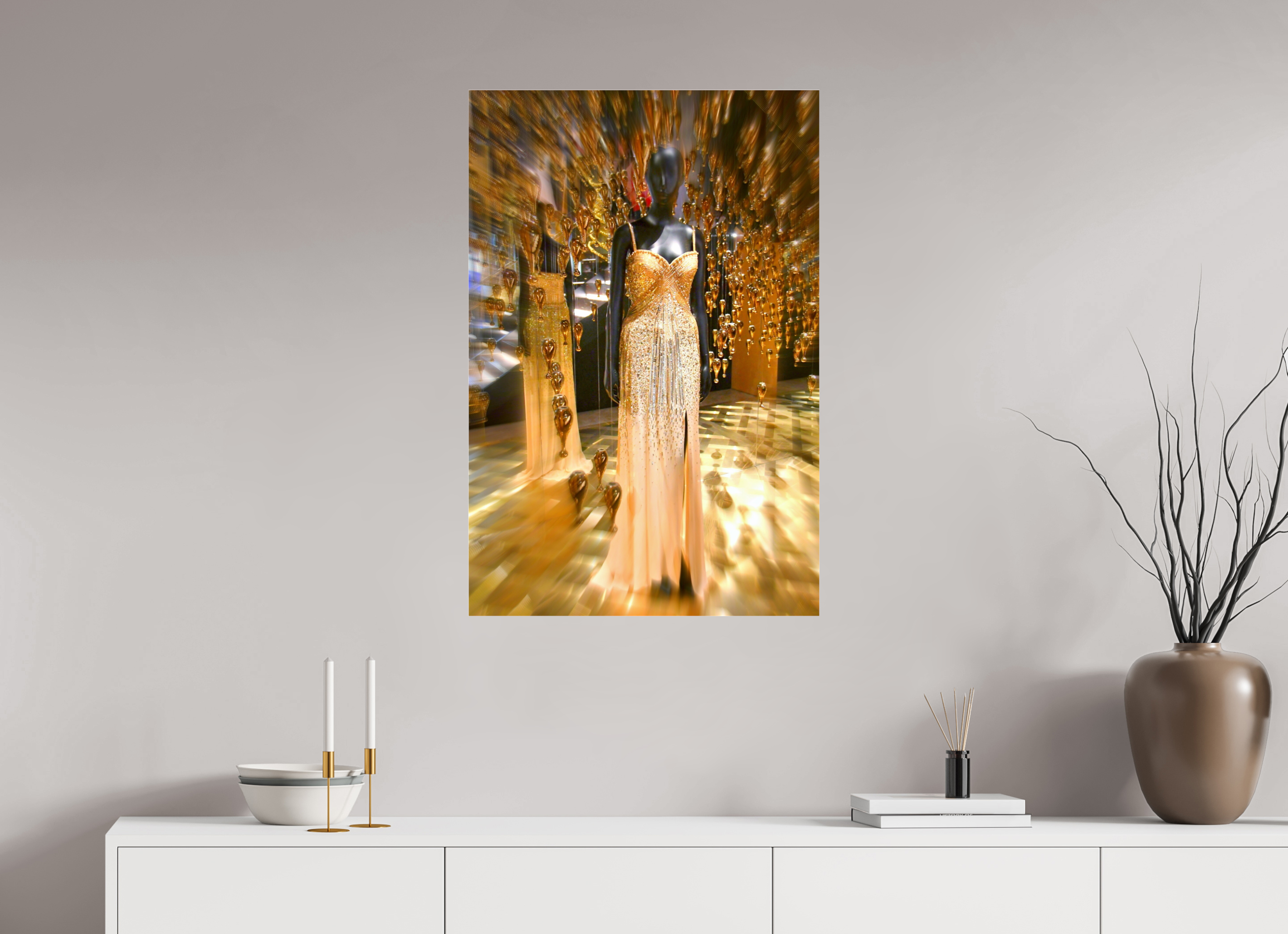 60 x 90 cm, Under Acrylic Glass Colour GOLD DRESS