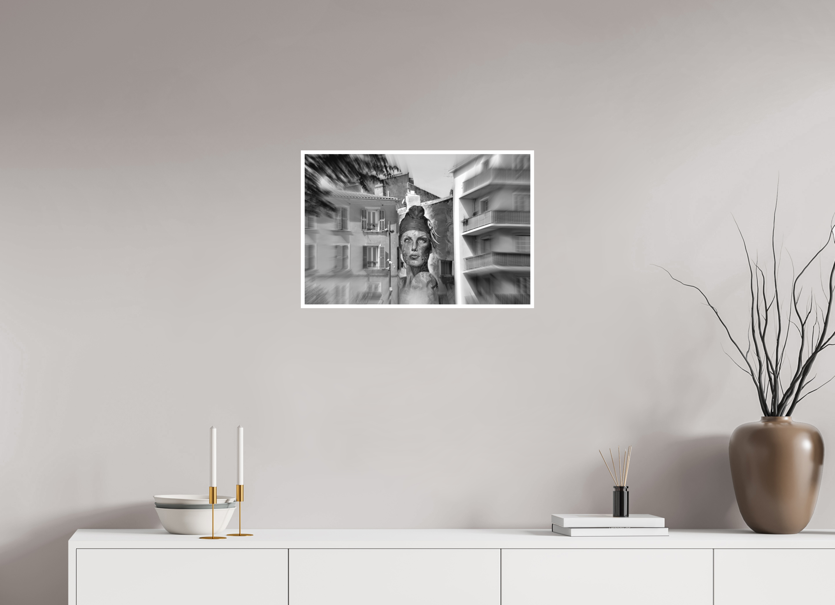 60 x 40 cm, Hahnemuhle Photo Rag 308gsm Gliclee Fine Art Paper FEMALE POWER BETWEEN BUILDINGS