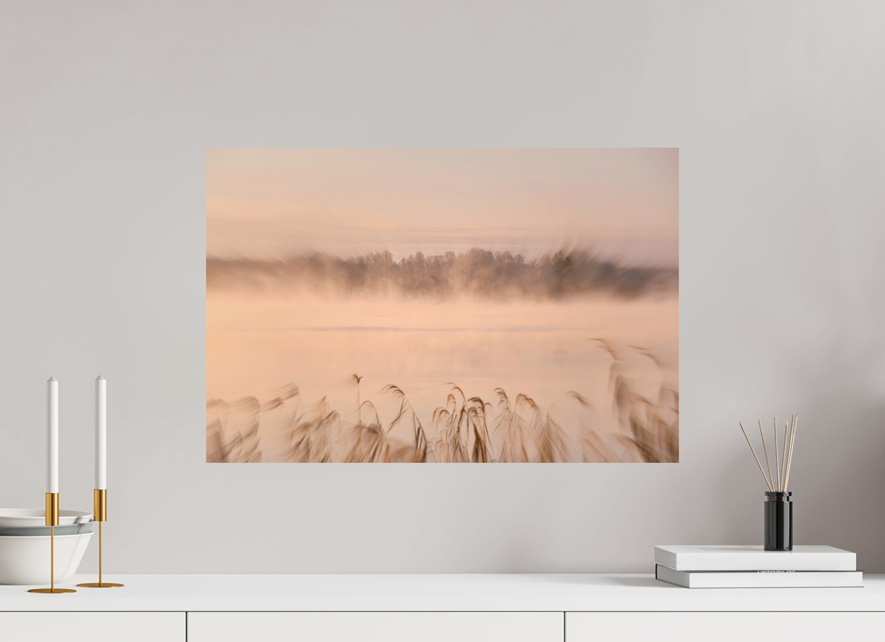 60 x 40 cm, Direct Print on Aluminium Dibond Colour MISTY RIVERSIDE MORNING