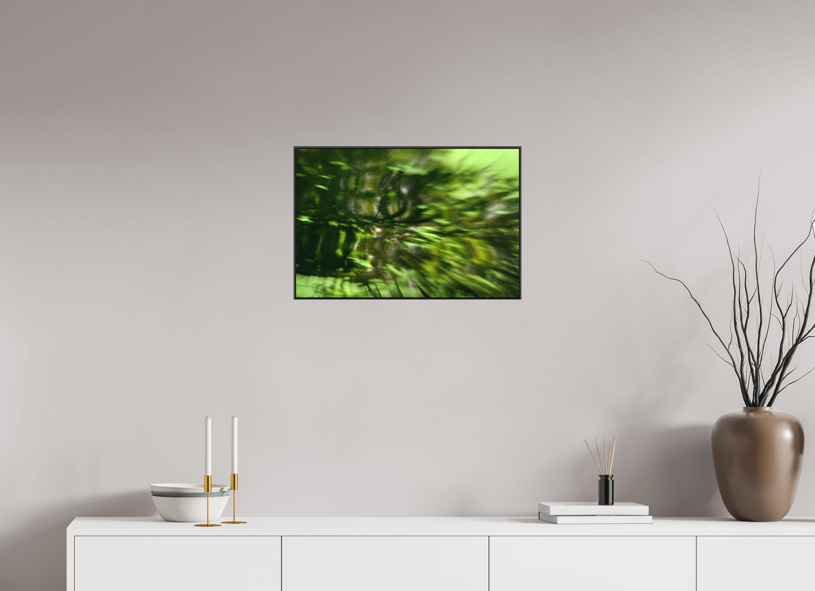 60 x 40 cm, Black_metal_frame_Dibond GREEN MOOD