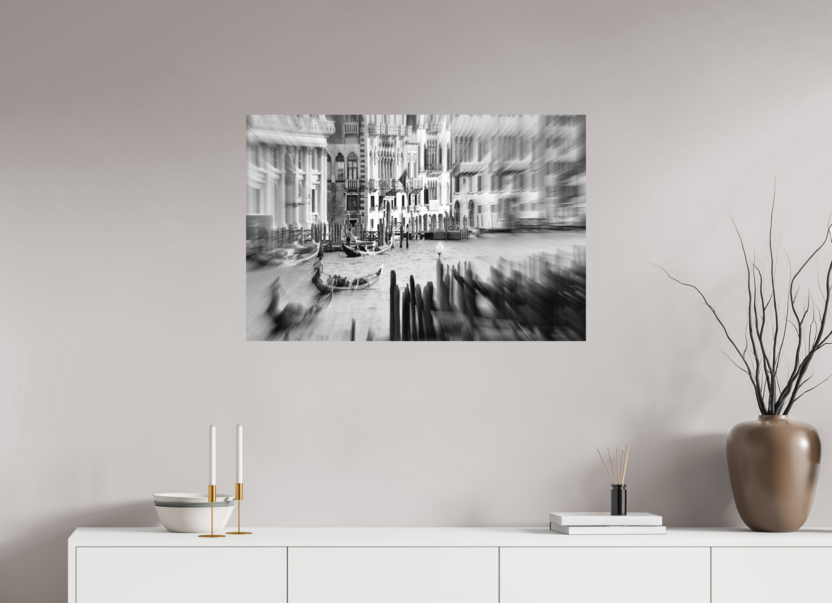90 x 60 cm, Direct Print on Aluminium Dibond_Black_and_White TIMELESS VENICE