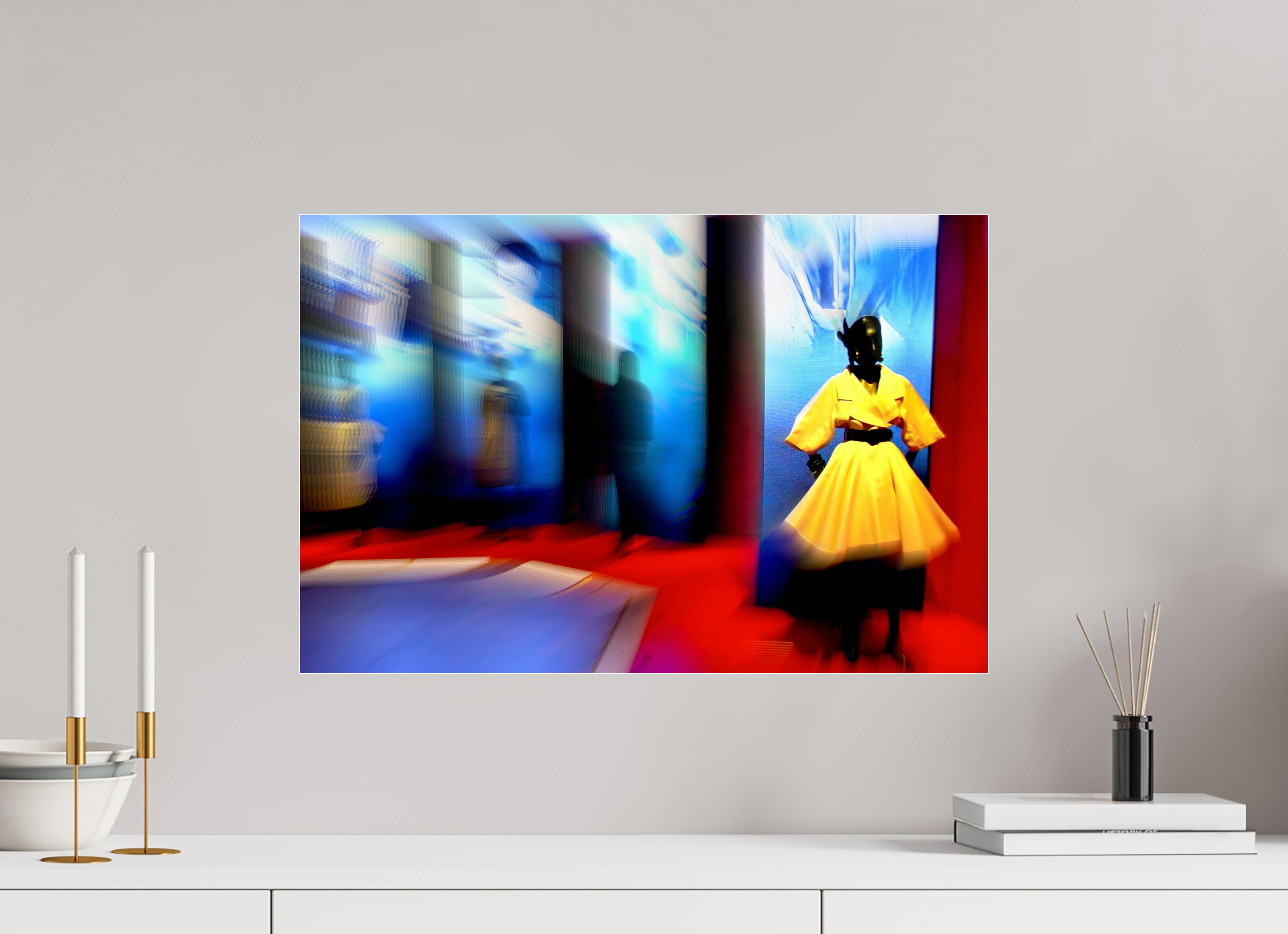 60 x 40 cm, Under Acrylic Glass Colour YELLOW DRESS