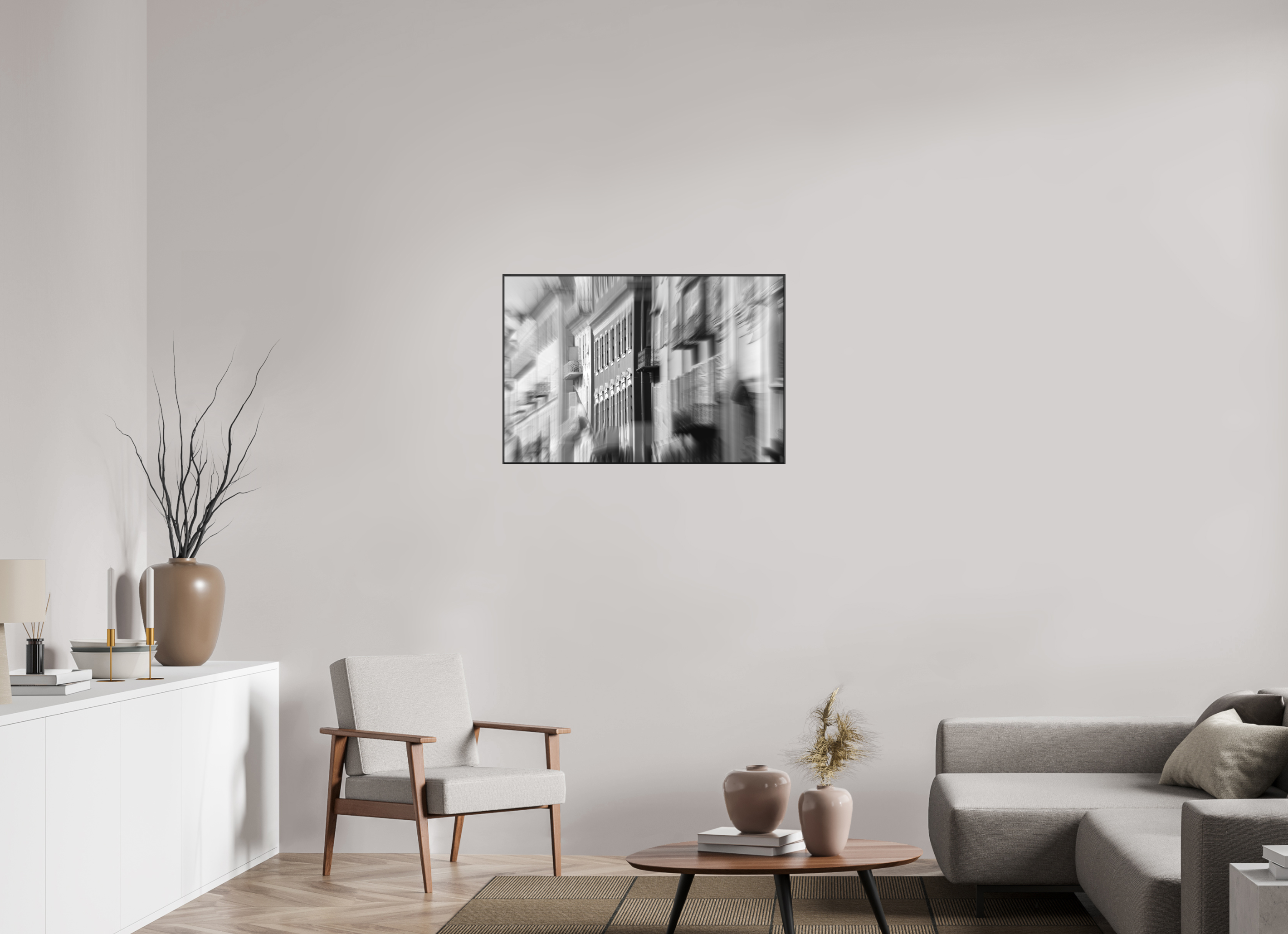 90 x 60 cm, Black_metal_frame_Dibond ROW HOUSES