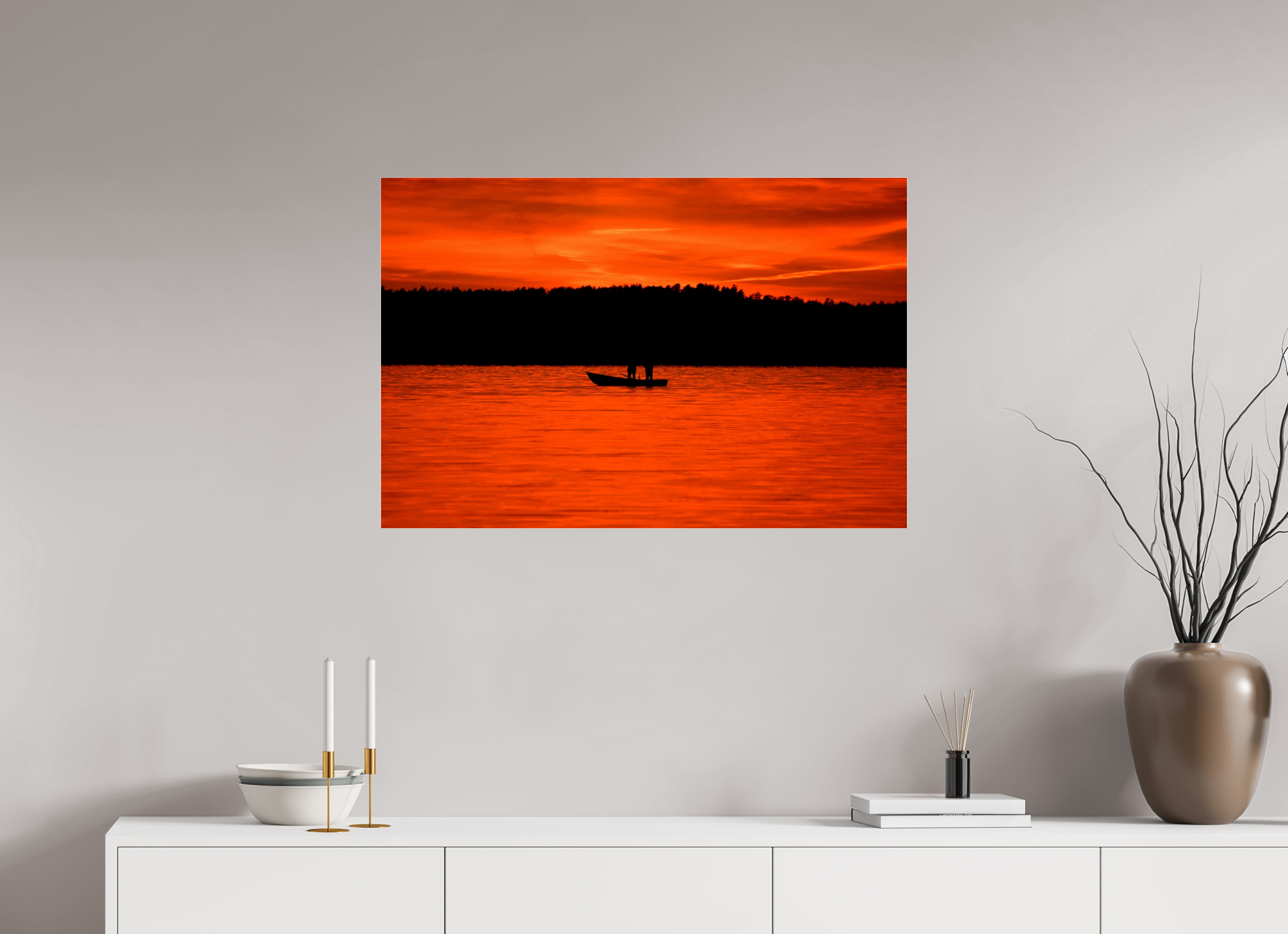 90 x 60 cm, Under Acrylic Glass Colour BETWEEN FIRE SKY AND FIRE RIVER