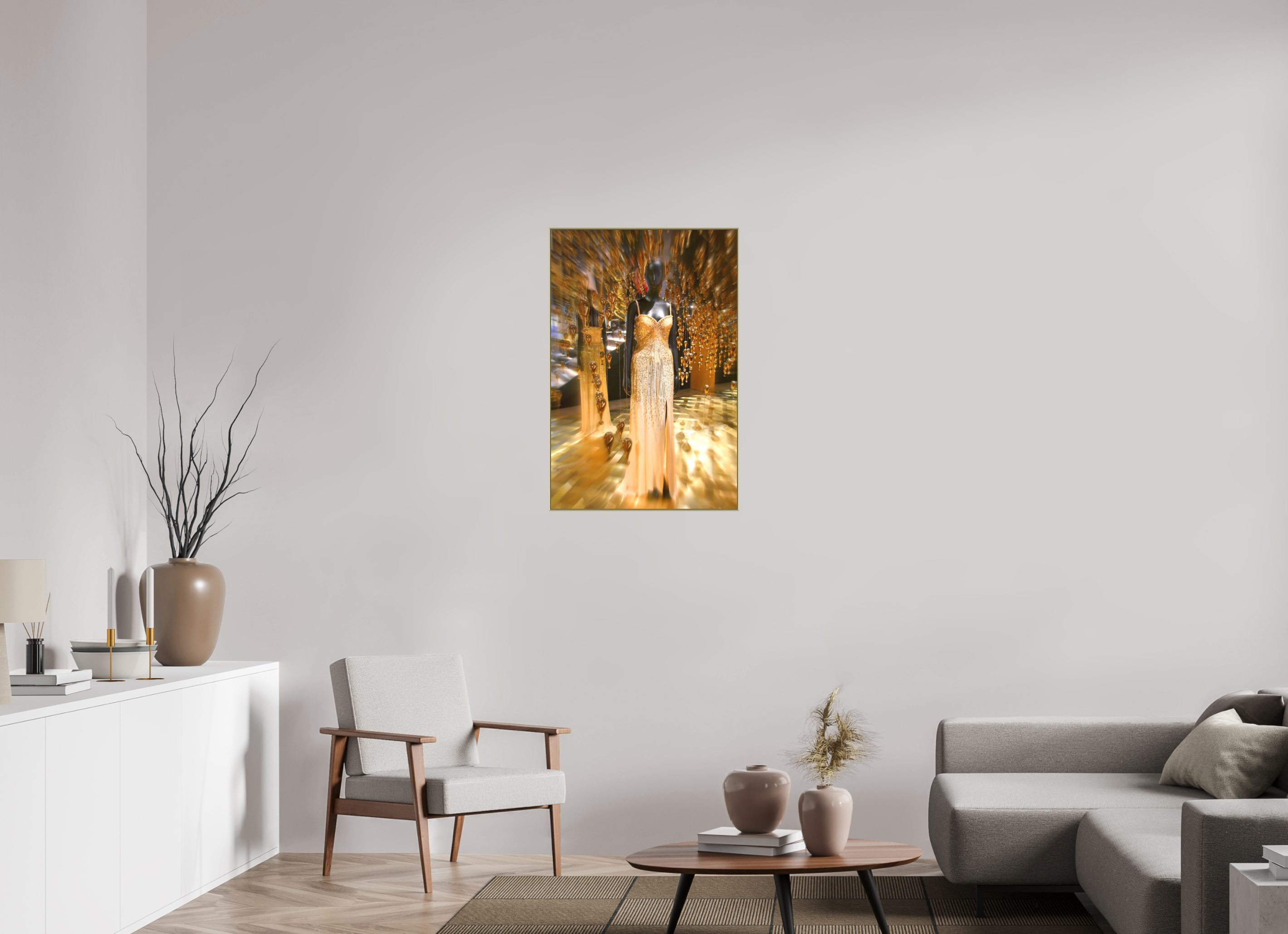 60 x 90 cm, Gold_metal_frame_Dibond GOLD DRESS