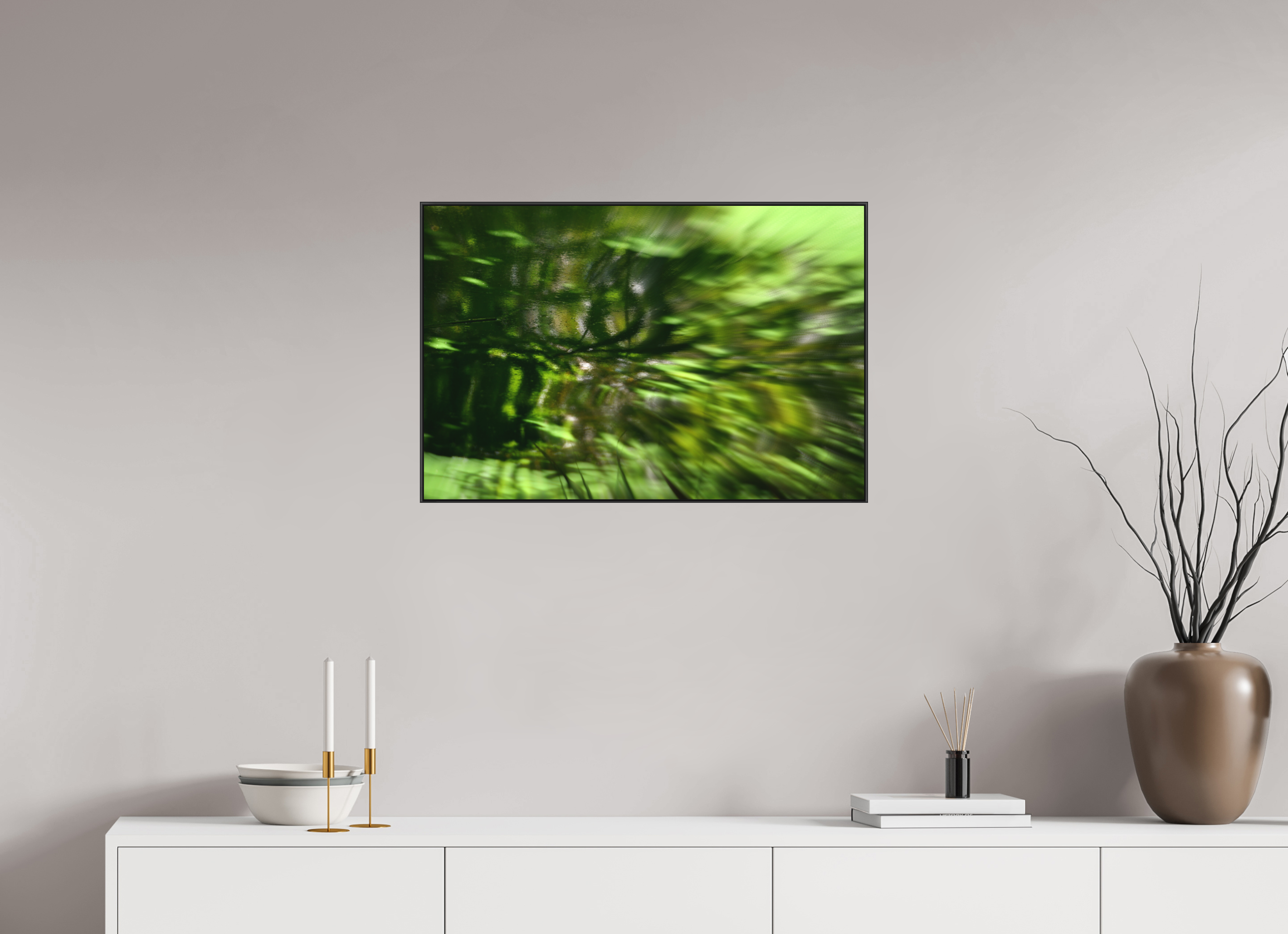 75 x 50 cm, Black_metal_frame_Dibond GREEN MOOD