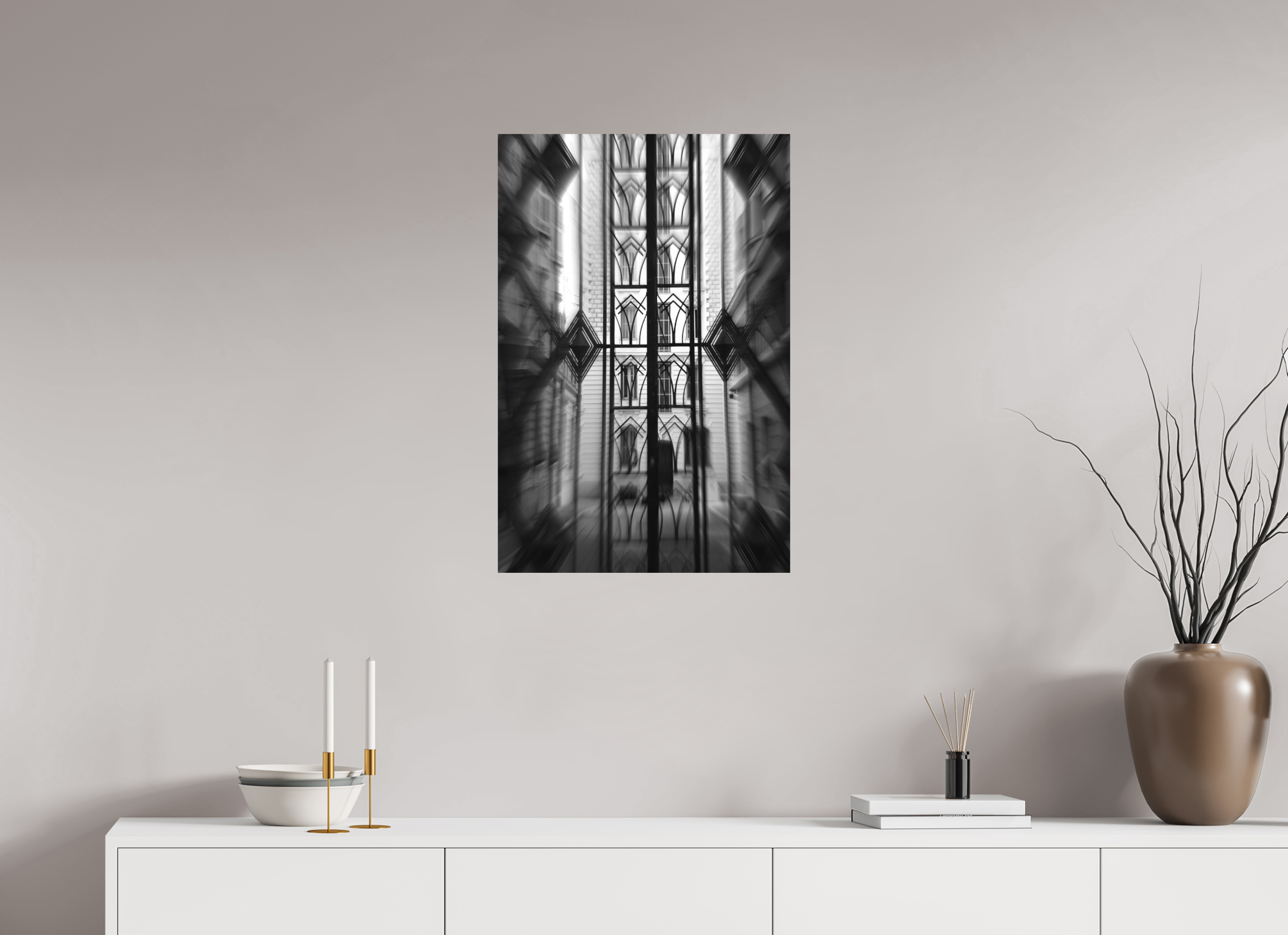 50 x 75 cm, Direct Print on Aluminium Dibond_Black_and_White IRON PATTERN GEOMETRY