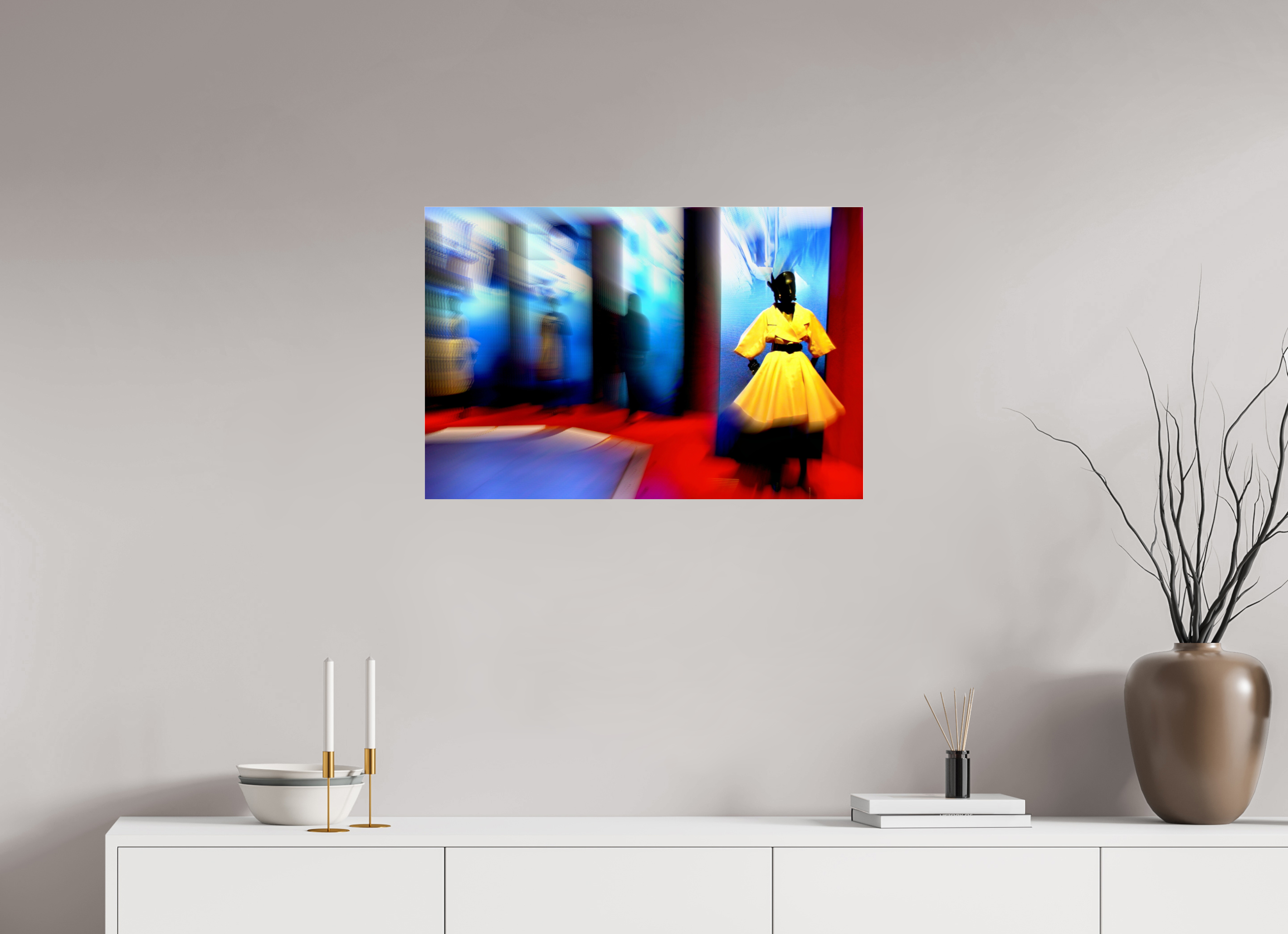 75 x 50 cm, Under Acrylic Glass Colour YELLOW DRESS