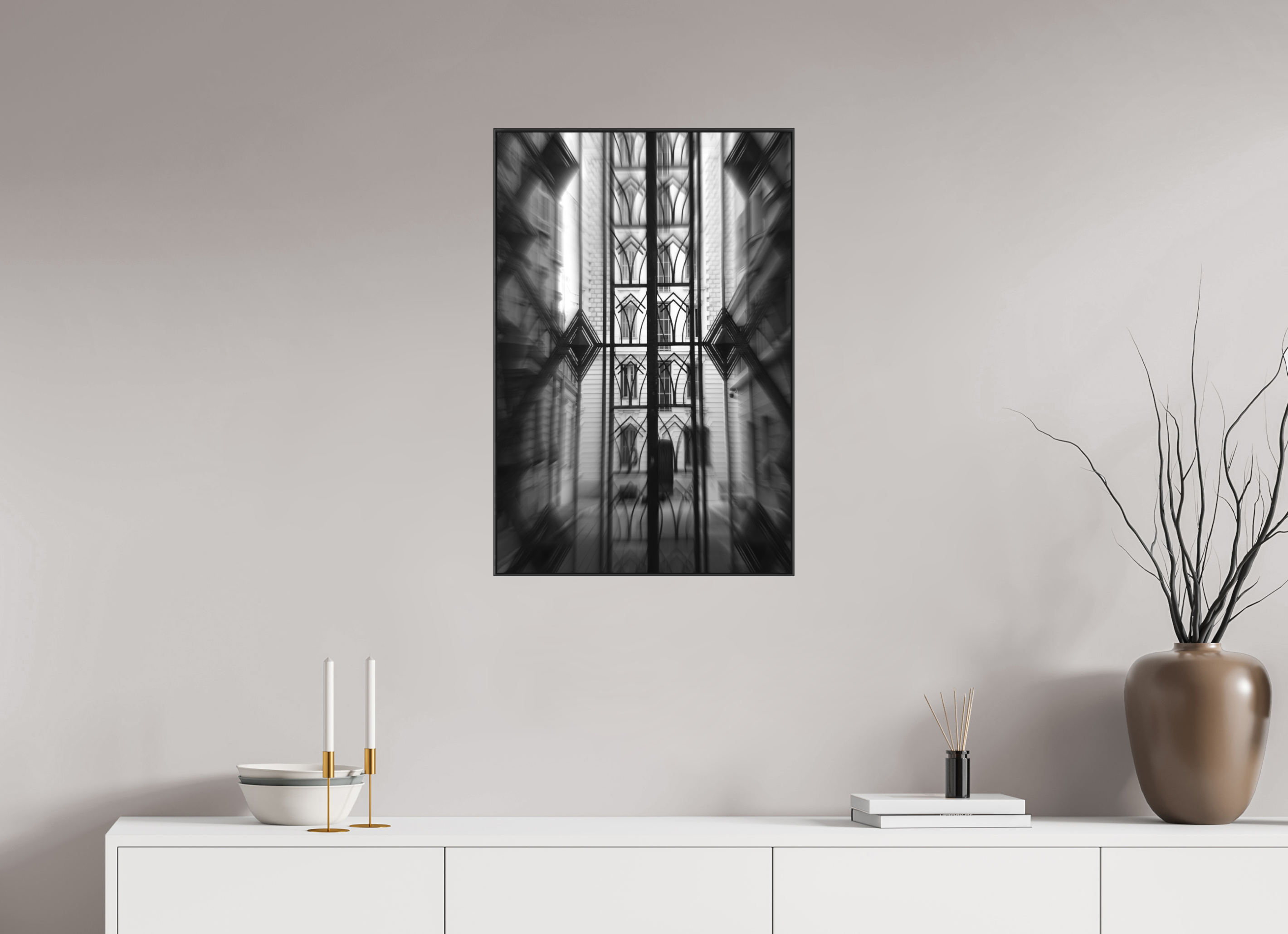 50 x 75 cm, Black_metal_frame_Dibond IRON PATTERN GEOMETRY