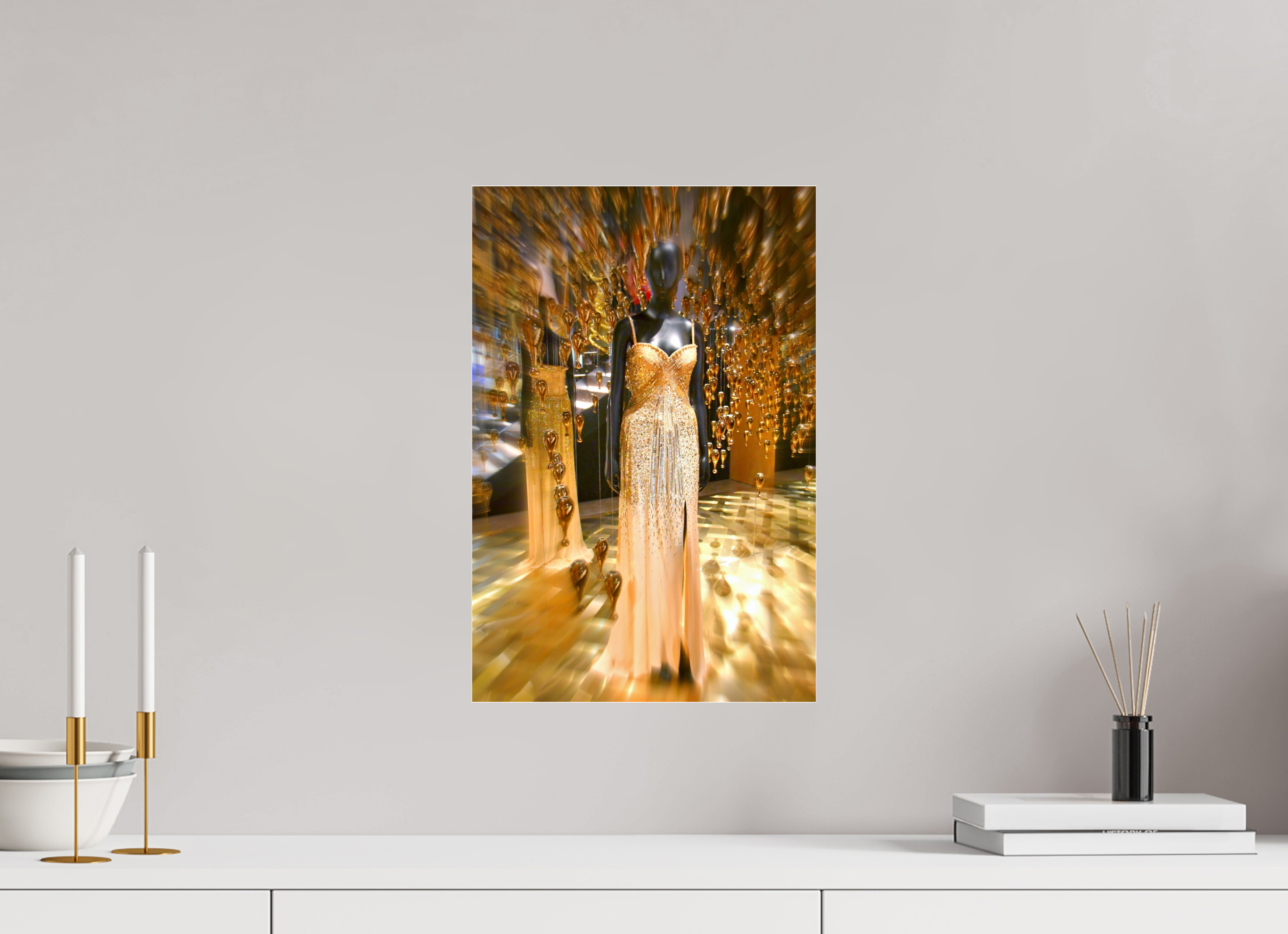 30 x 45 cm, Under Acrylic Glass Colour GOLD DRESS