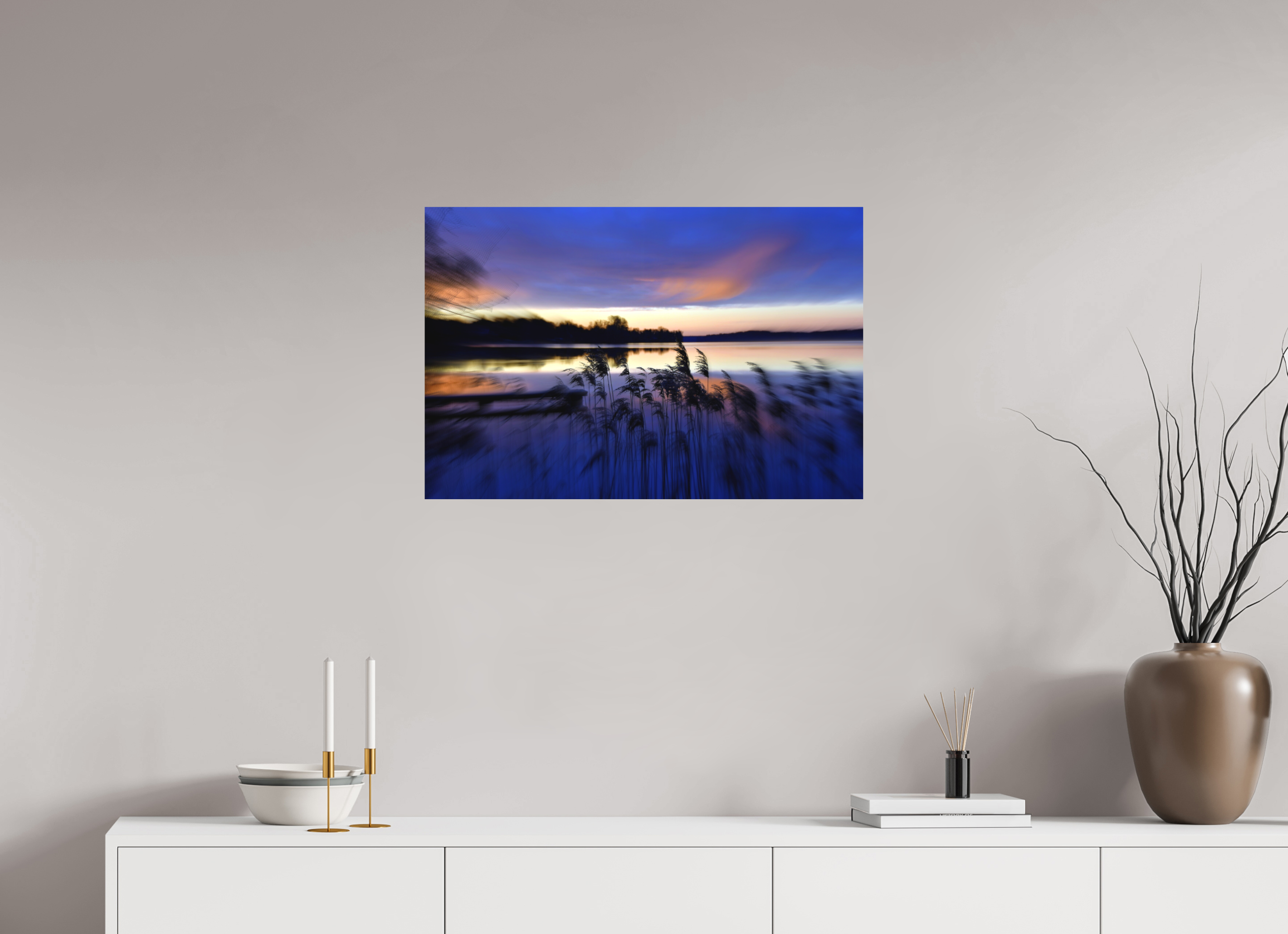 75 x 50 cm, Direct Print on Aluminium Dibond Colour RIVER AWAKING IN THE MORNING