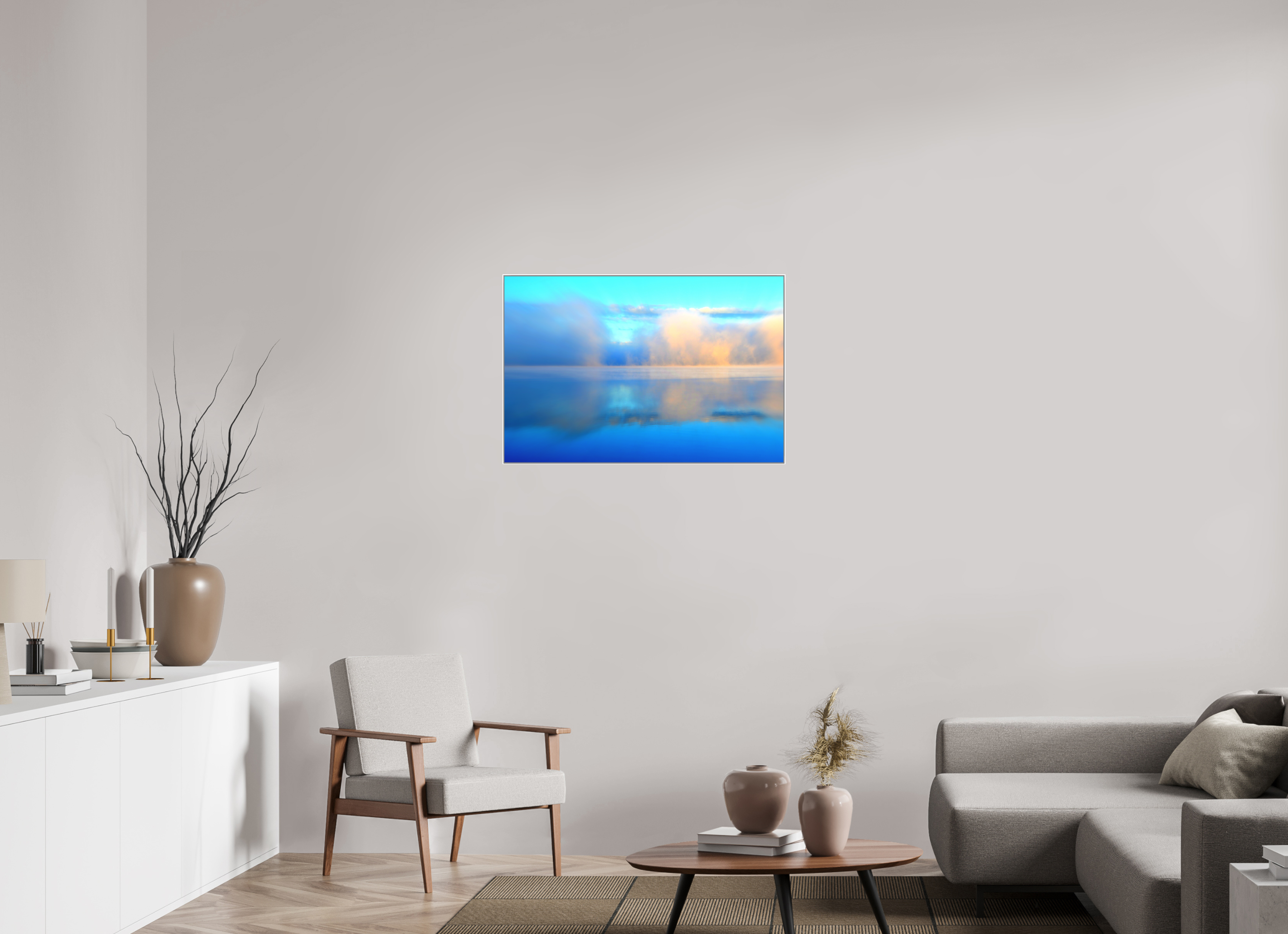 90 x 60 cm, White_metal_frame_Dibond CALMNESS