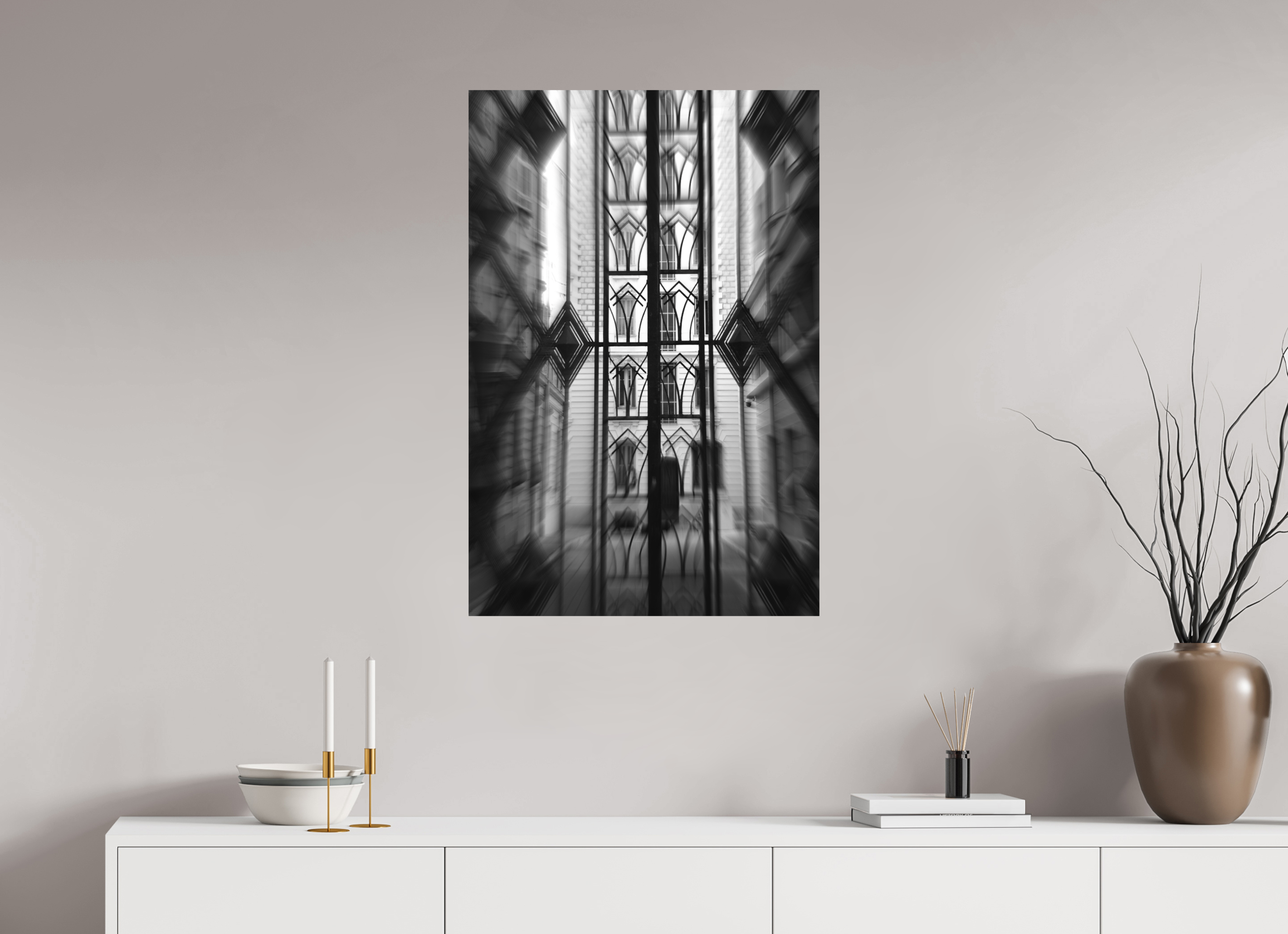 60 x 90 cm, Direct Print on Aluminium Dibond_Black_and_White IRON PATTERN GEOMETRY