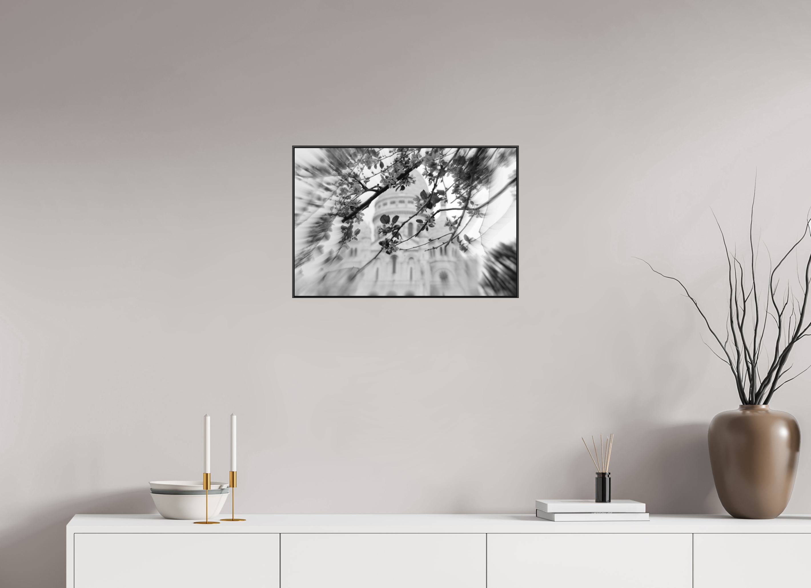 60 x 40 cm, Black_metal_frame_Dibond BLOOMING SACRE COEUR