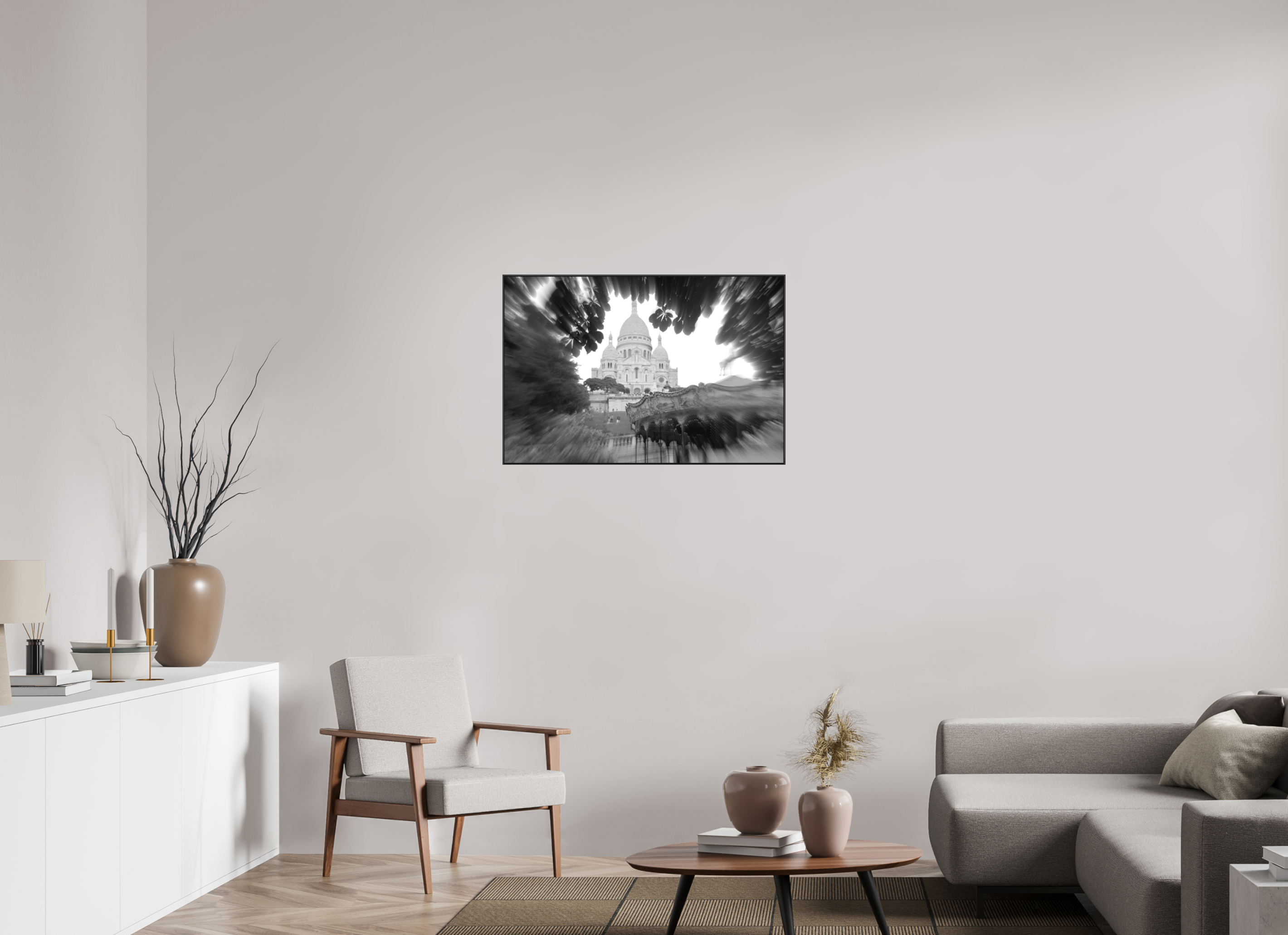 90 x 60 cm, Black_metal_frame_Dibond BASILICA OF MONTMARTRE