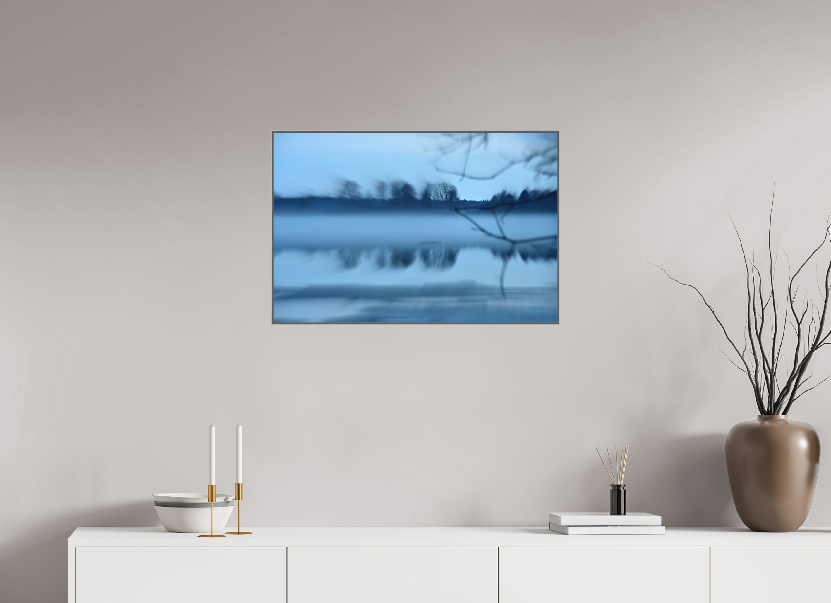 75 x 50 cm, Silver_metal_frame_Dibond BLUE MOOD
