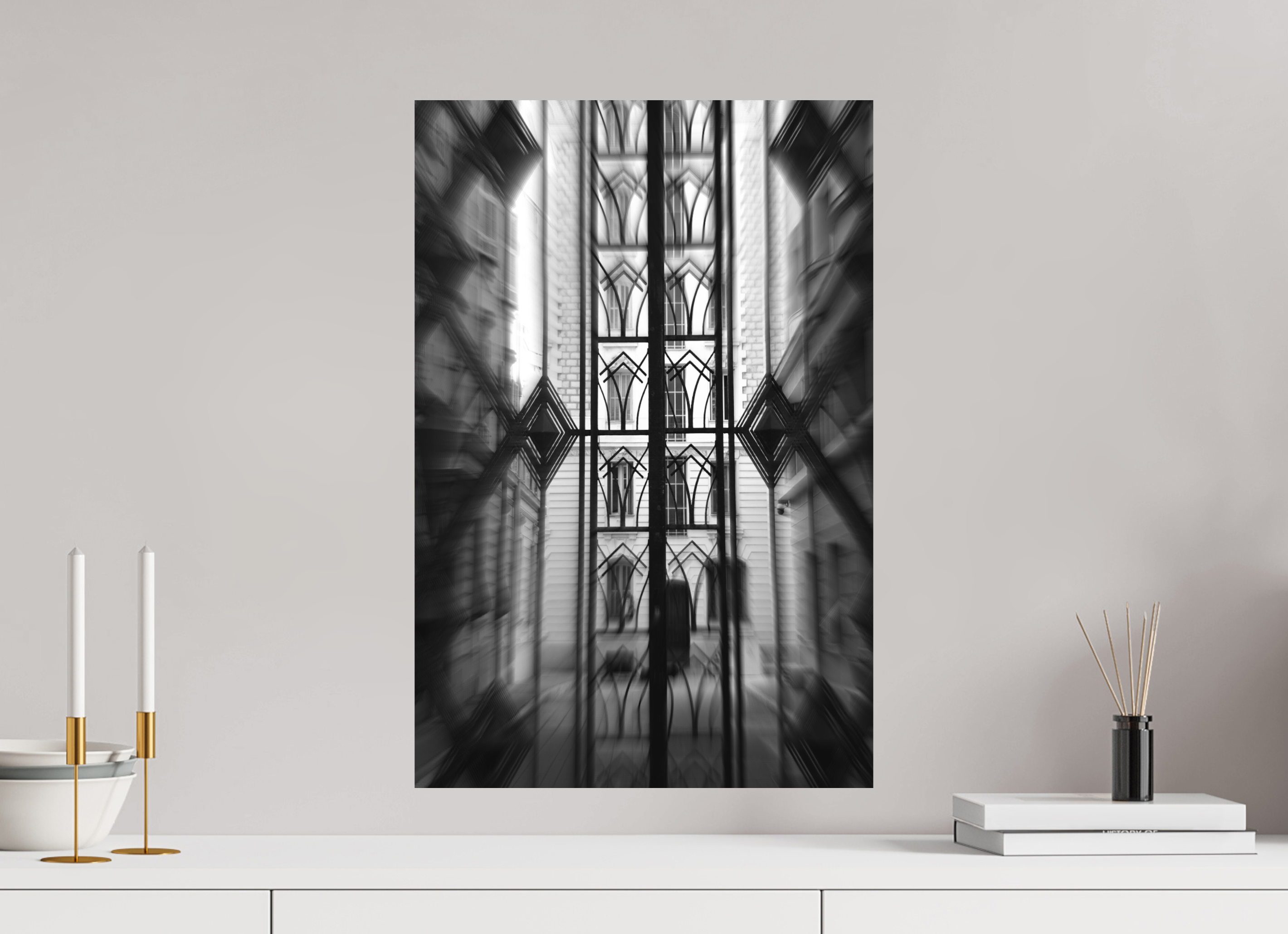 40 x 60 cm, Direct Print on Aluminium Dibond_Black_and_White IRON PATTERN GEOMETRY