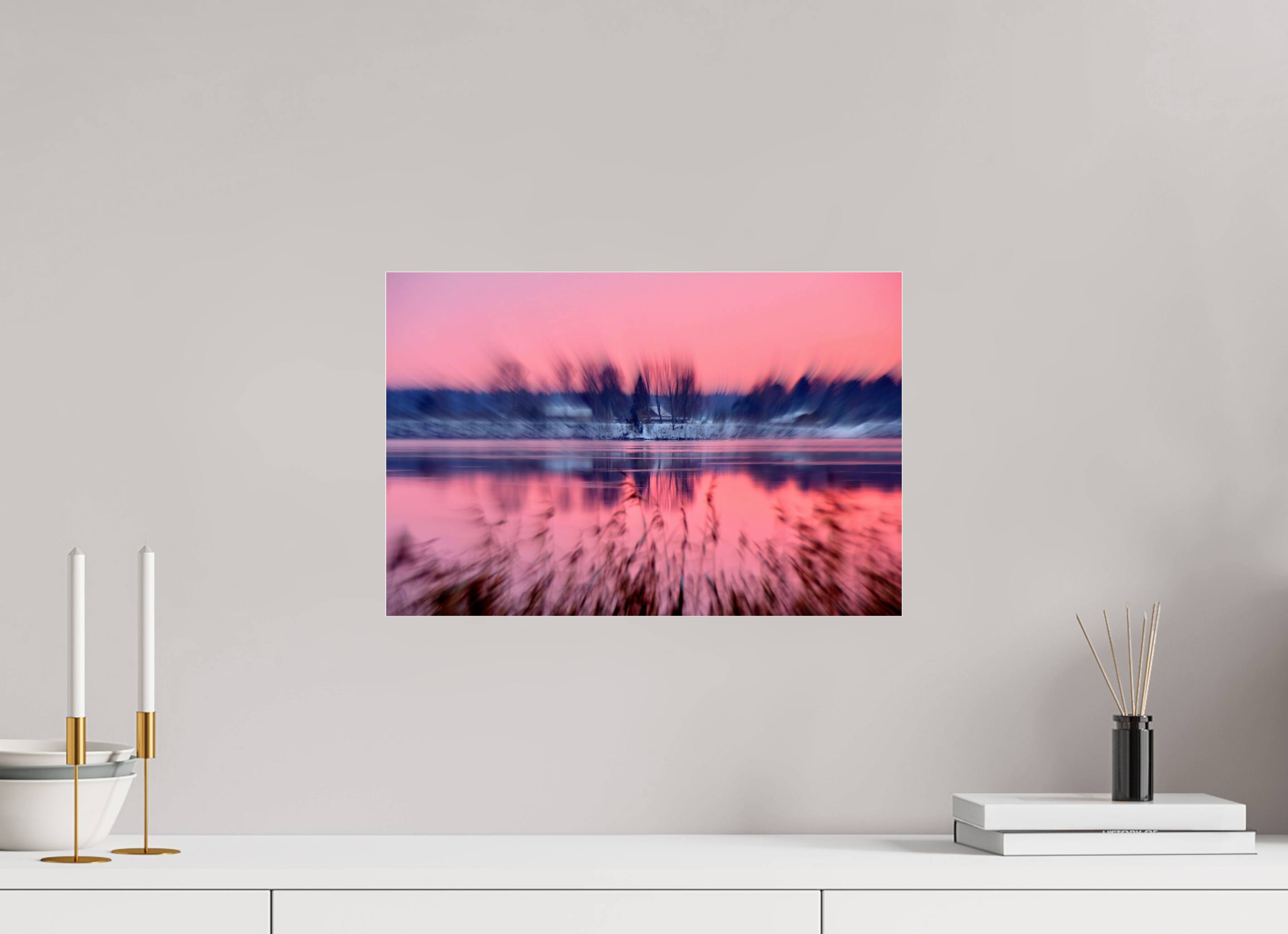 45 x 30 cm, Under Acrylic Glass Colour RIVERSIDE IN PINK