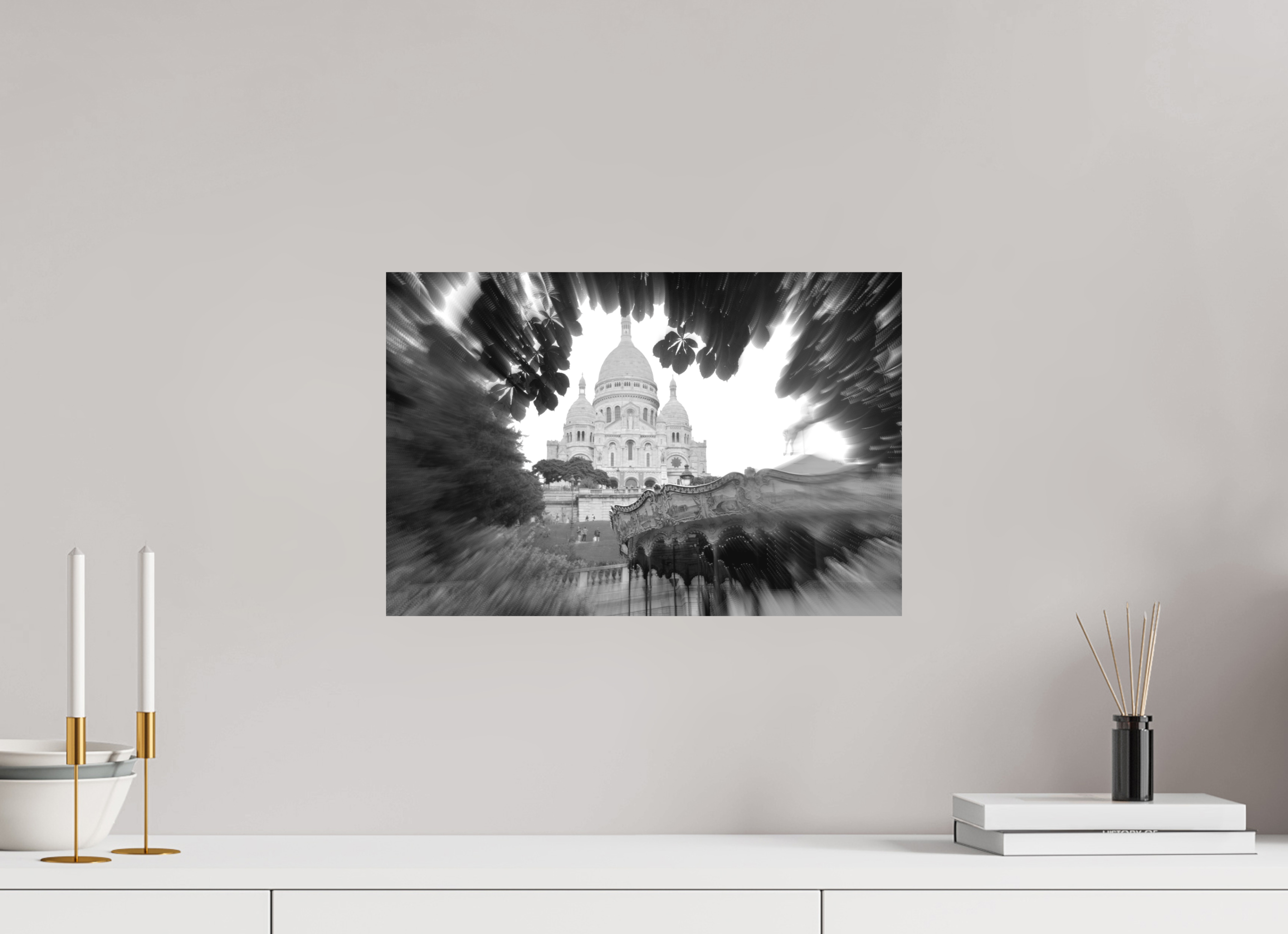 45 x 30 cm, Direct Print on Aluminium Dibond_Black_and_White BASILICA OF MONTMARTRE