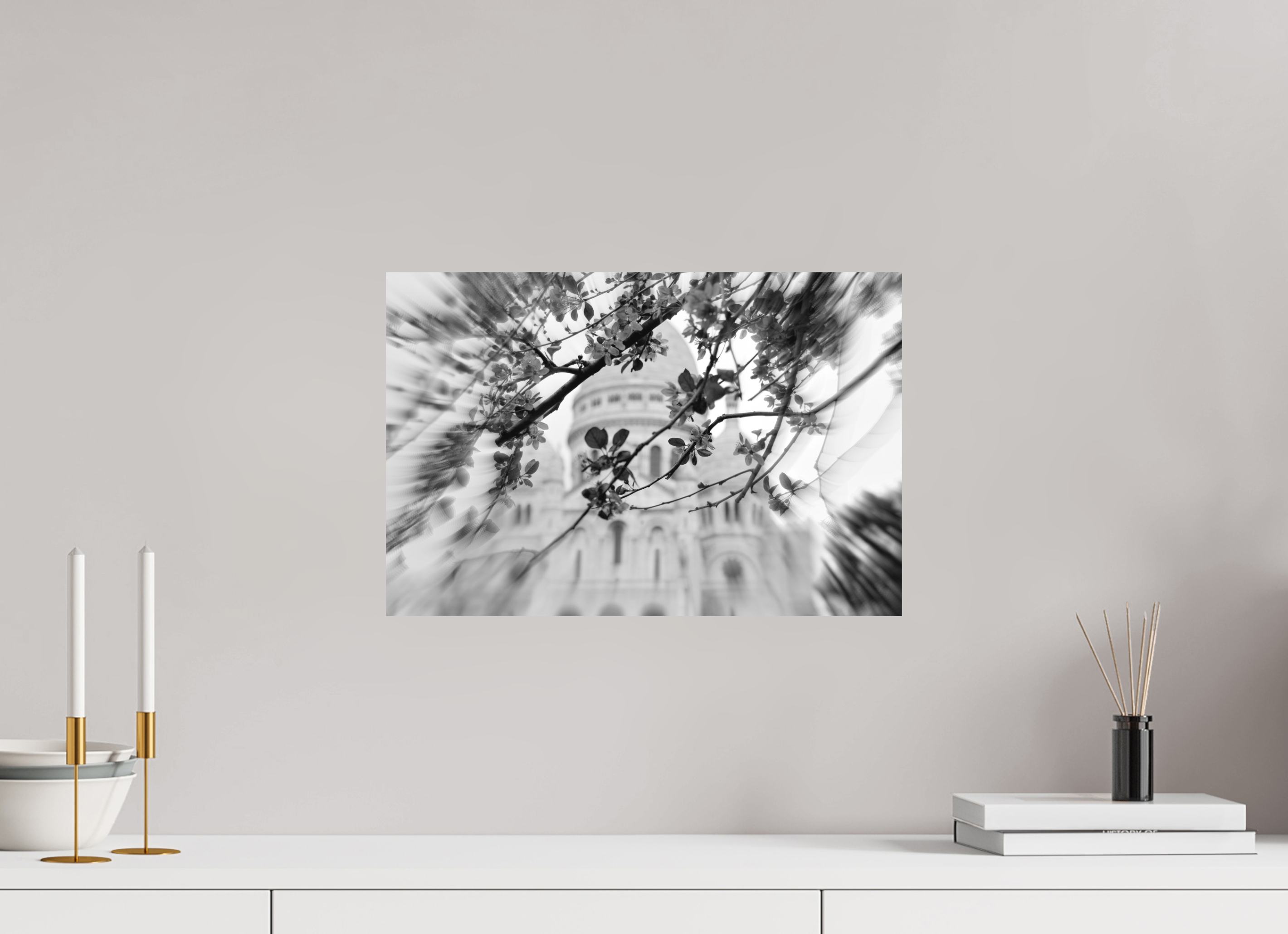 45 x 30 cm, Direct Print on Aluminium Dibond_Black_and_White BLOOMING SACRE COEUR