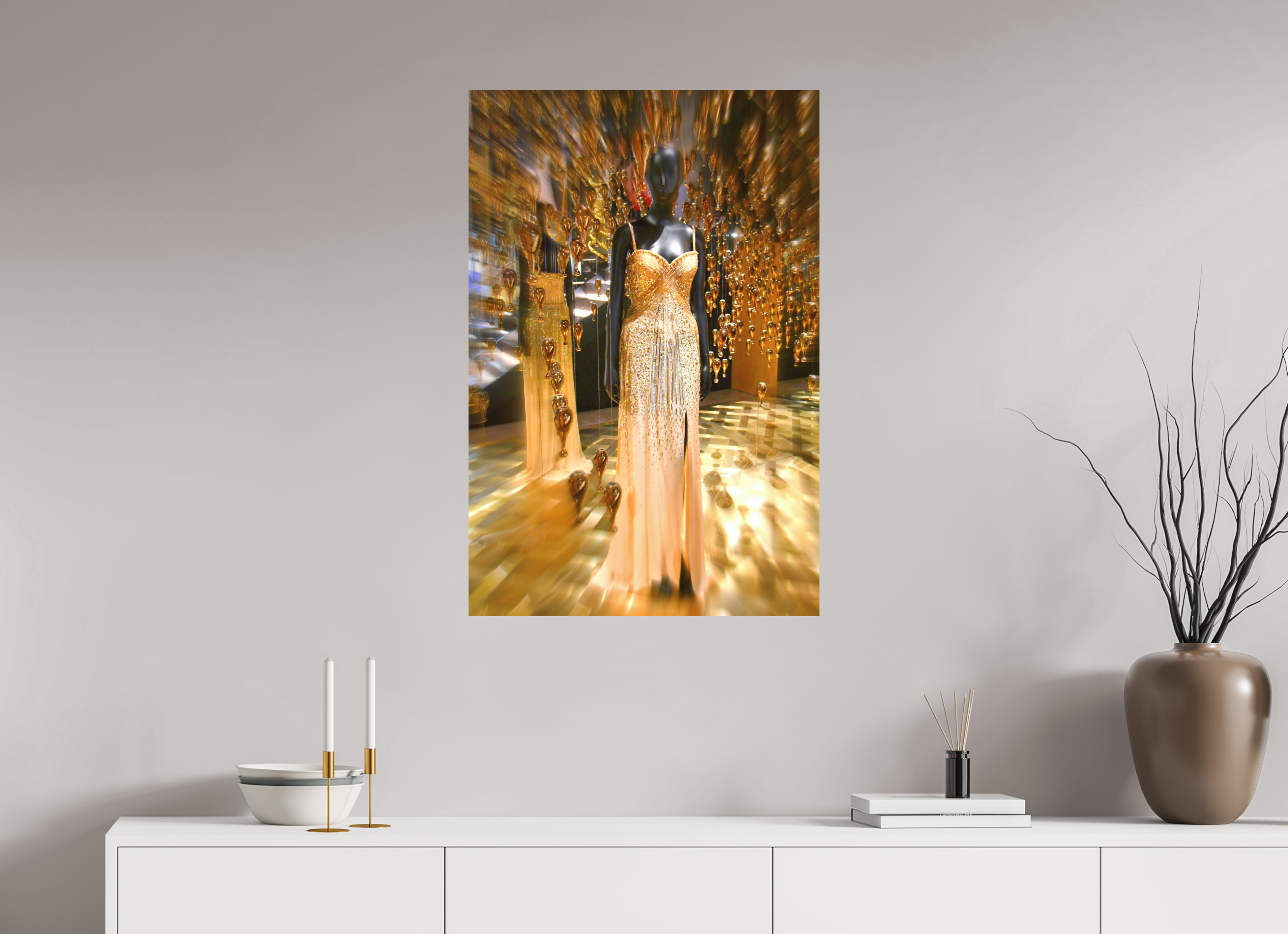 60 x 90 cm, Direct Print on Aluminium Dibond Colour GOLD DRESS