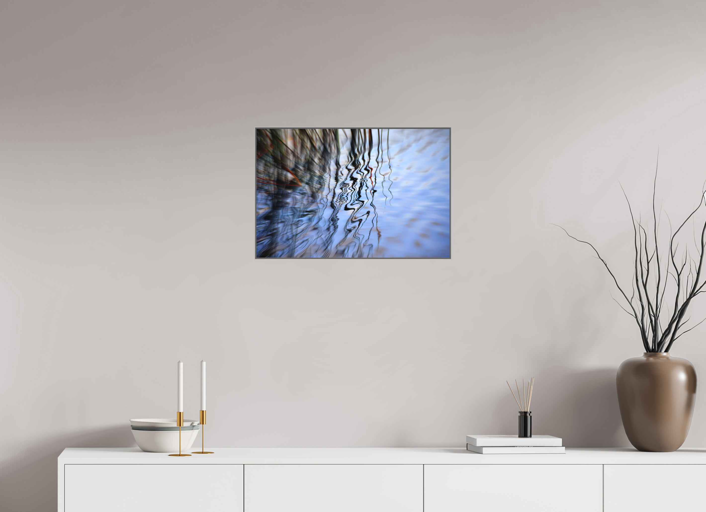 60 x 40 cm, Silver_metal_frame_Dibond CURLY REFLECTIONS