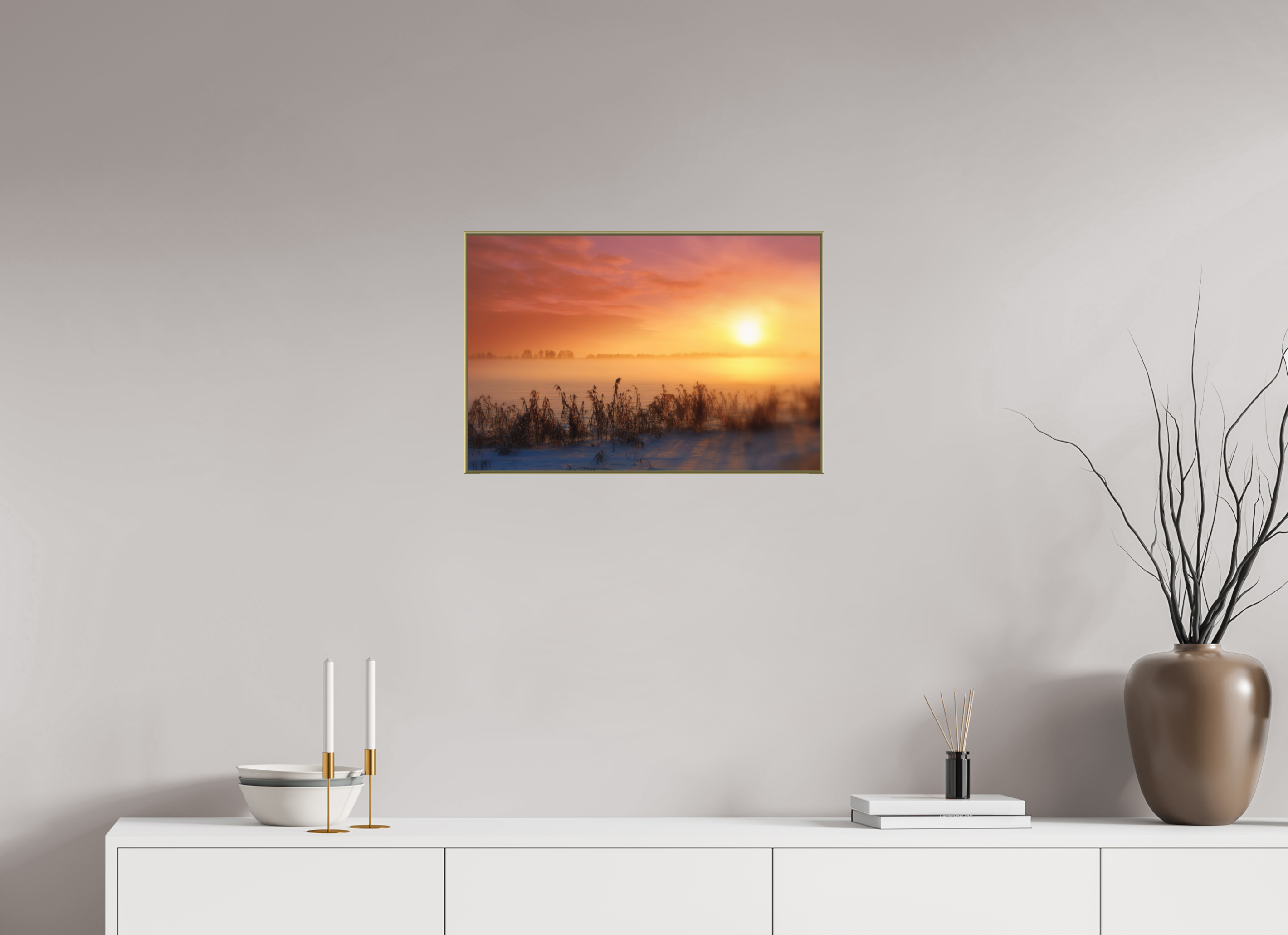 60 x 40 cm, Gold_metal_frame_Dibond CREME BRULEE