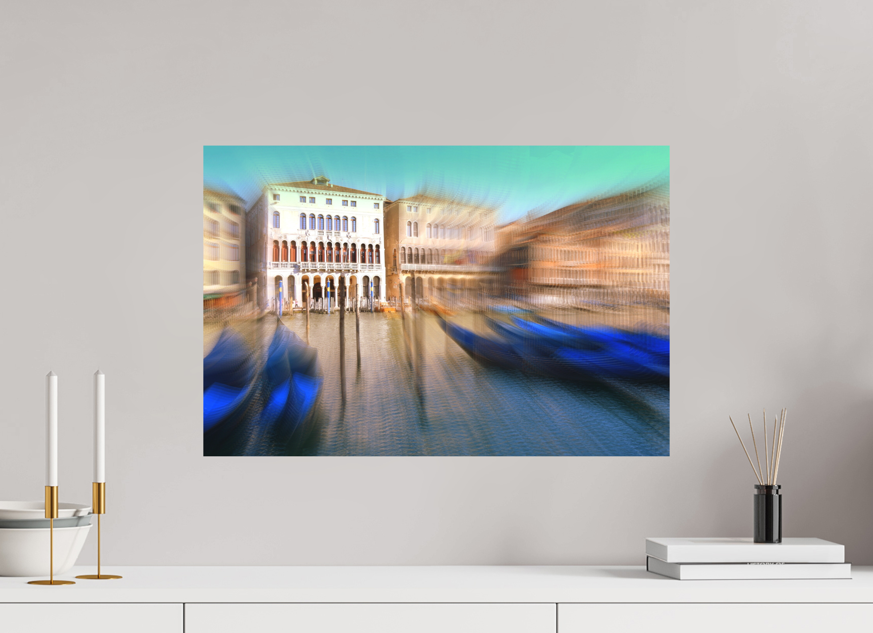 60 x 40 cm, Direct Print on Aluminium Dibond Colour BLUE GONDOLAS