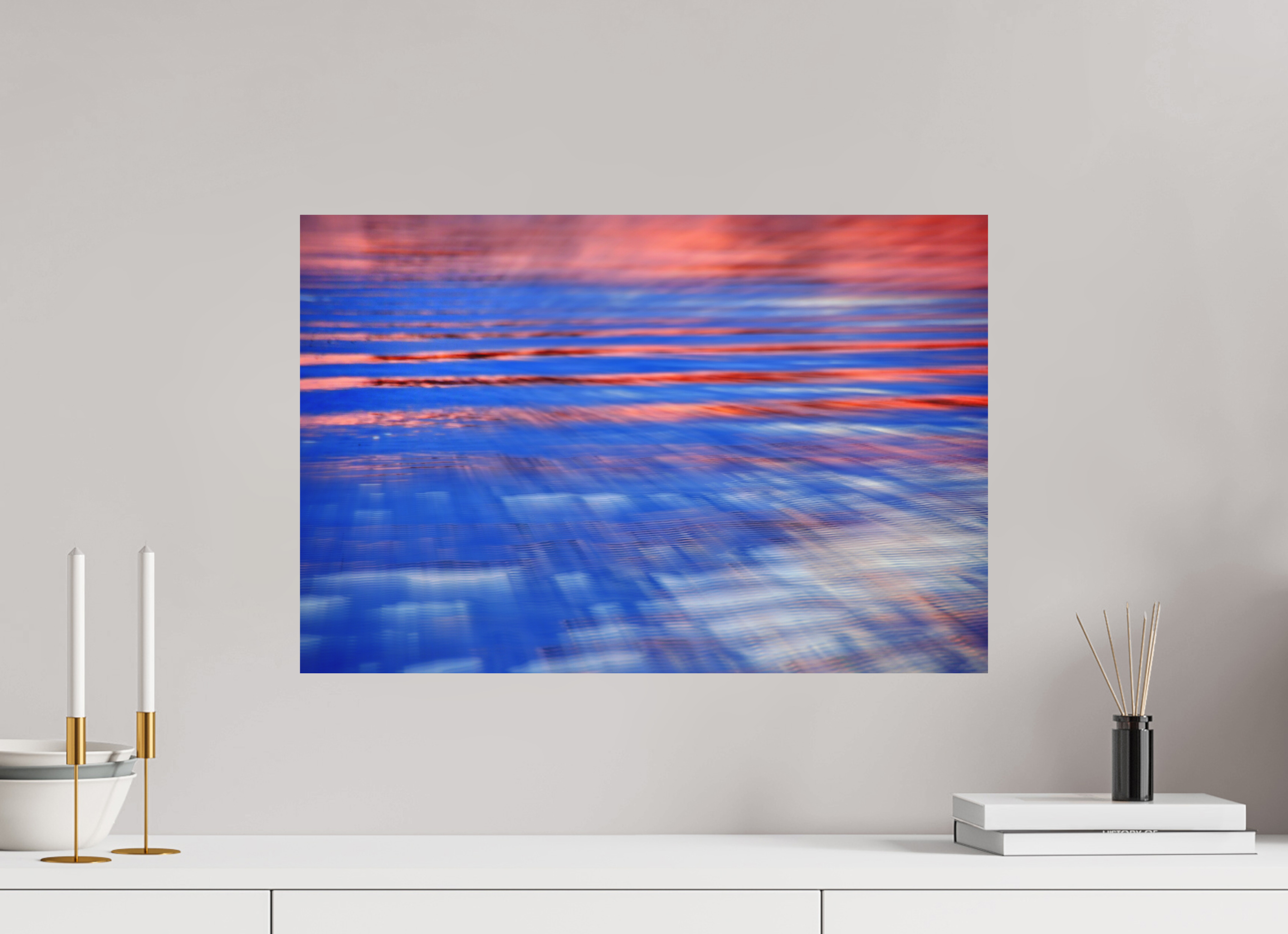60 x 40 cm, Direct Print on Aluminium Dibond Colour PINK WATER STRIPES