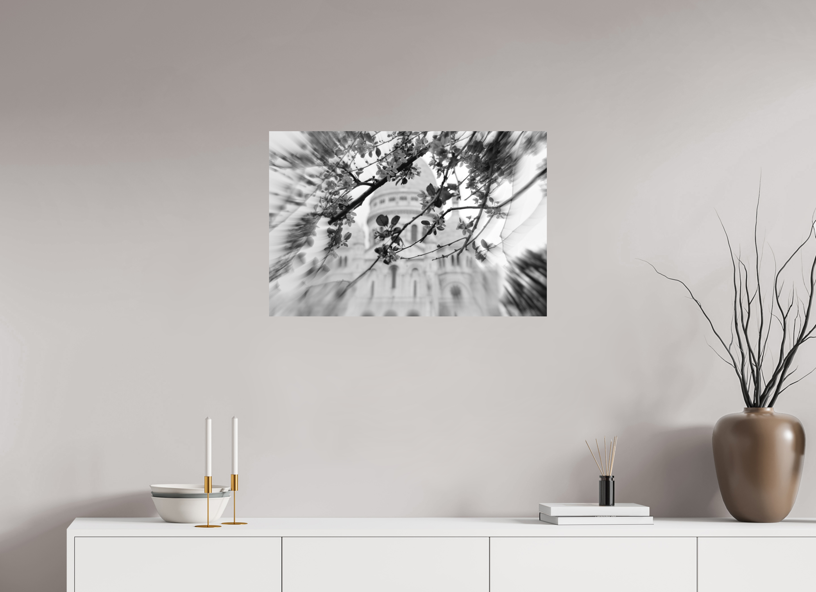 75 x 50 cm, Direct Print on Aluminium Dibond_Black_and_White BLOOMING SACRE COEUR