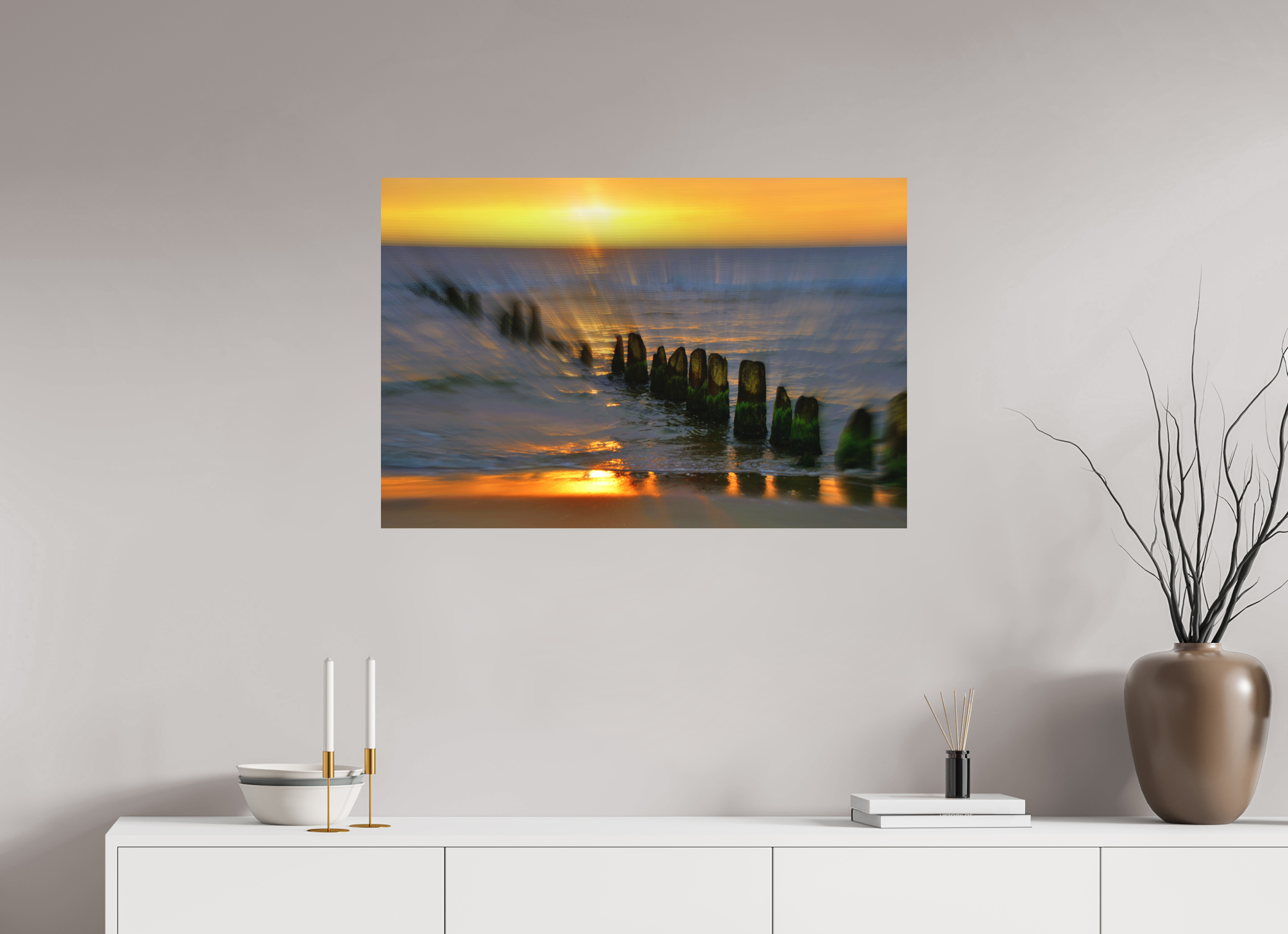 90 x 60 cm, Direct Print on Aluminium Dibond Colour AMBER SUNSET